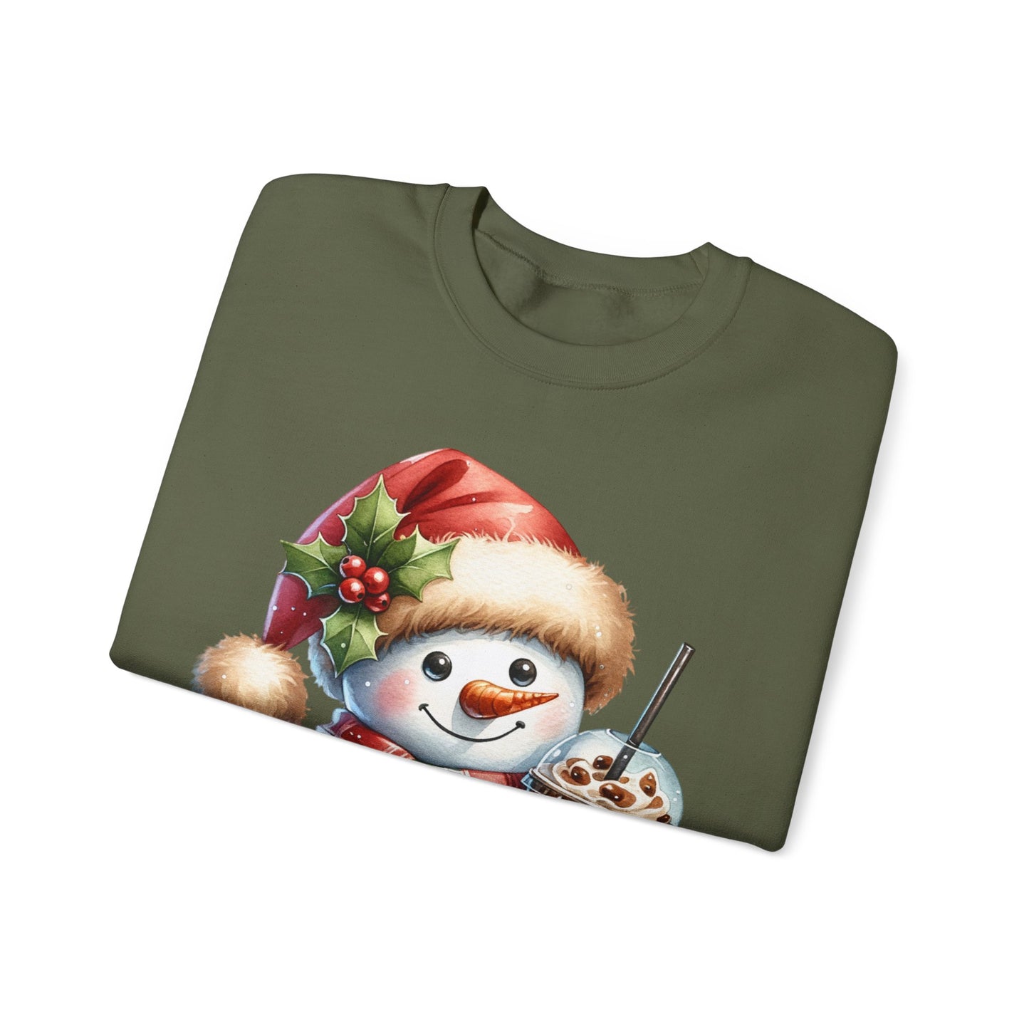 Cute Snowman Iced Coffee Sweatshirt | Winter Coffee Lover Christmas Crewneck