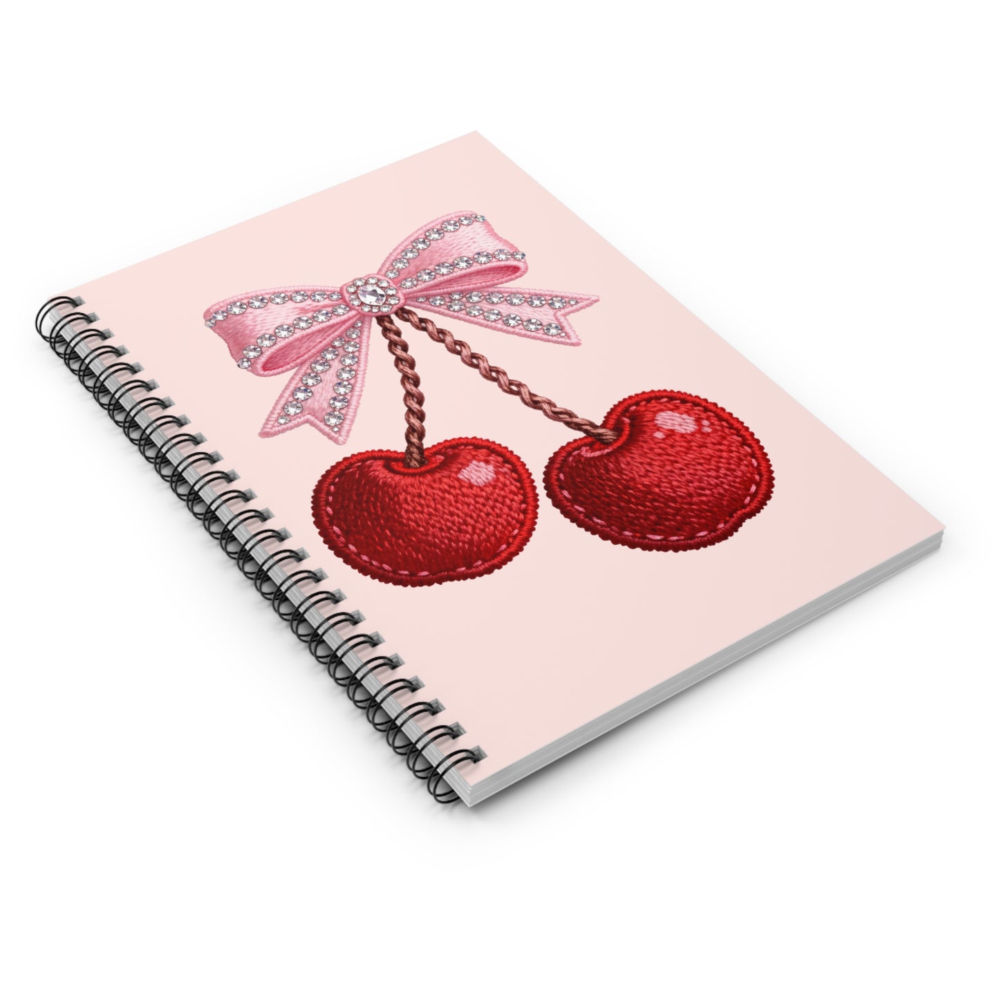 Cute Crochet Cherries Spiral Notebook , Ruled Journal