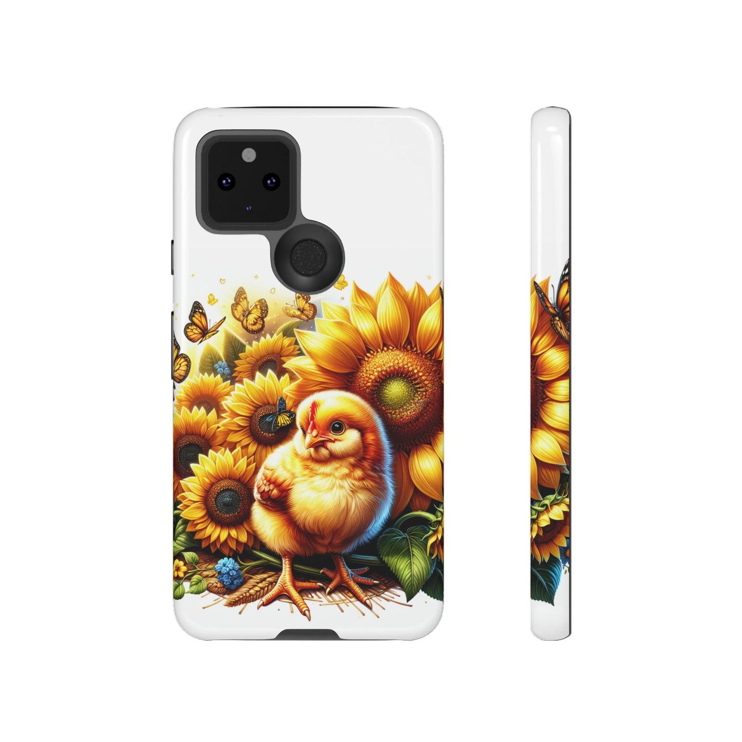 Cute Chicken With Sunflowers and Butterflies Phone Case