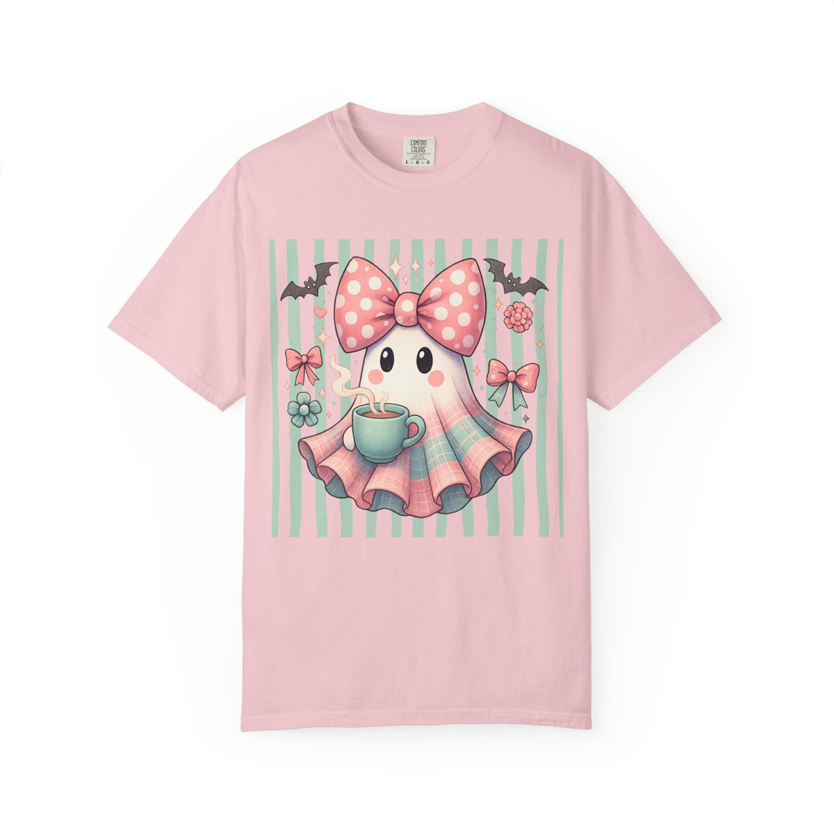 Cute Halloween Shirt | Girly Fun Ghost With Coffee T-shirt | Trendy Tops For Women
