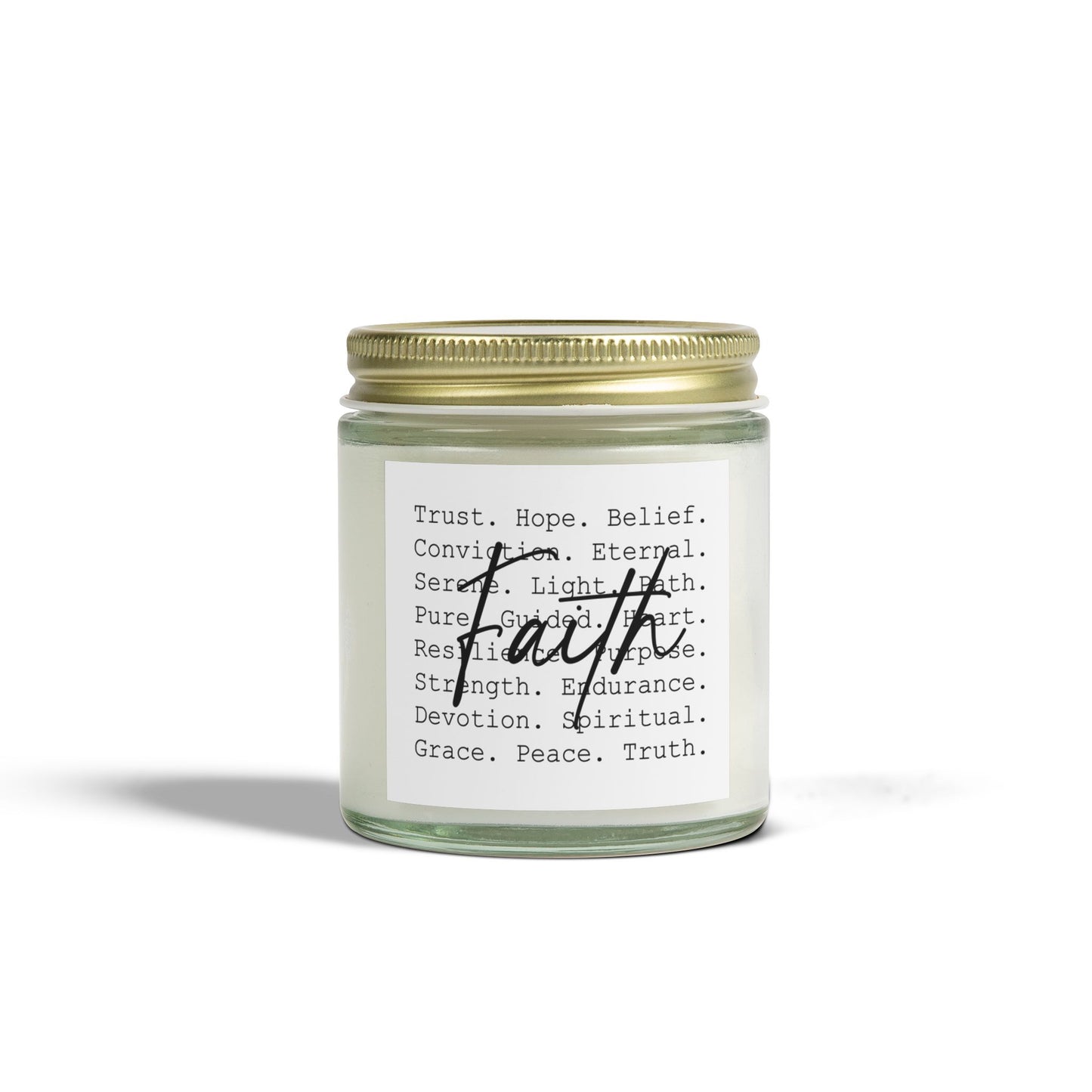 Inspirational Faith Over All Candle with Positive Affirmations (4oz & 9oz) - Faith & Serenity