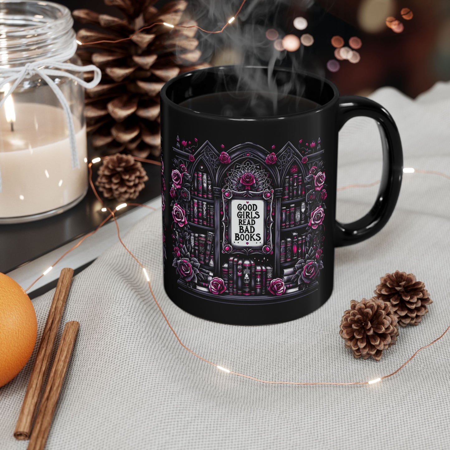 Romantacy Book Lover's Mug, Good Girls Read Bad Books, Gothic Aesthetic, Booktok