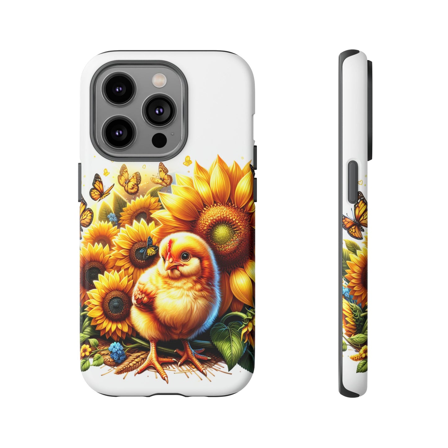 Cute Chicken With Sunflowers and Butterflies Phone Case