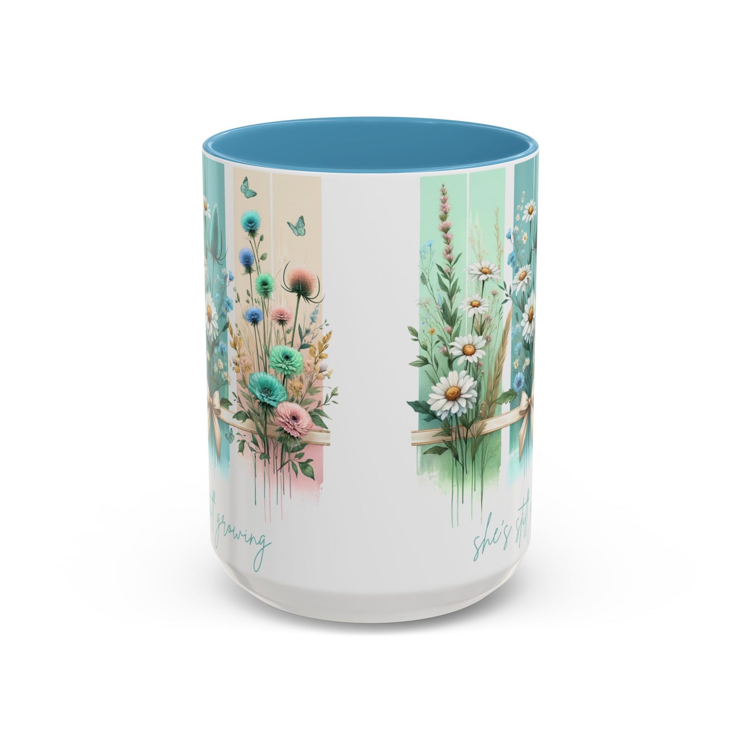 She’s Still Growing Mug | Floral Watercolor Inspirational Coffee Cup