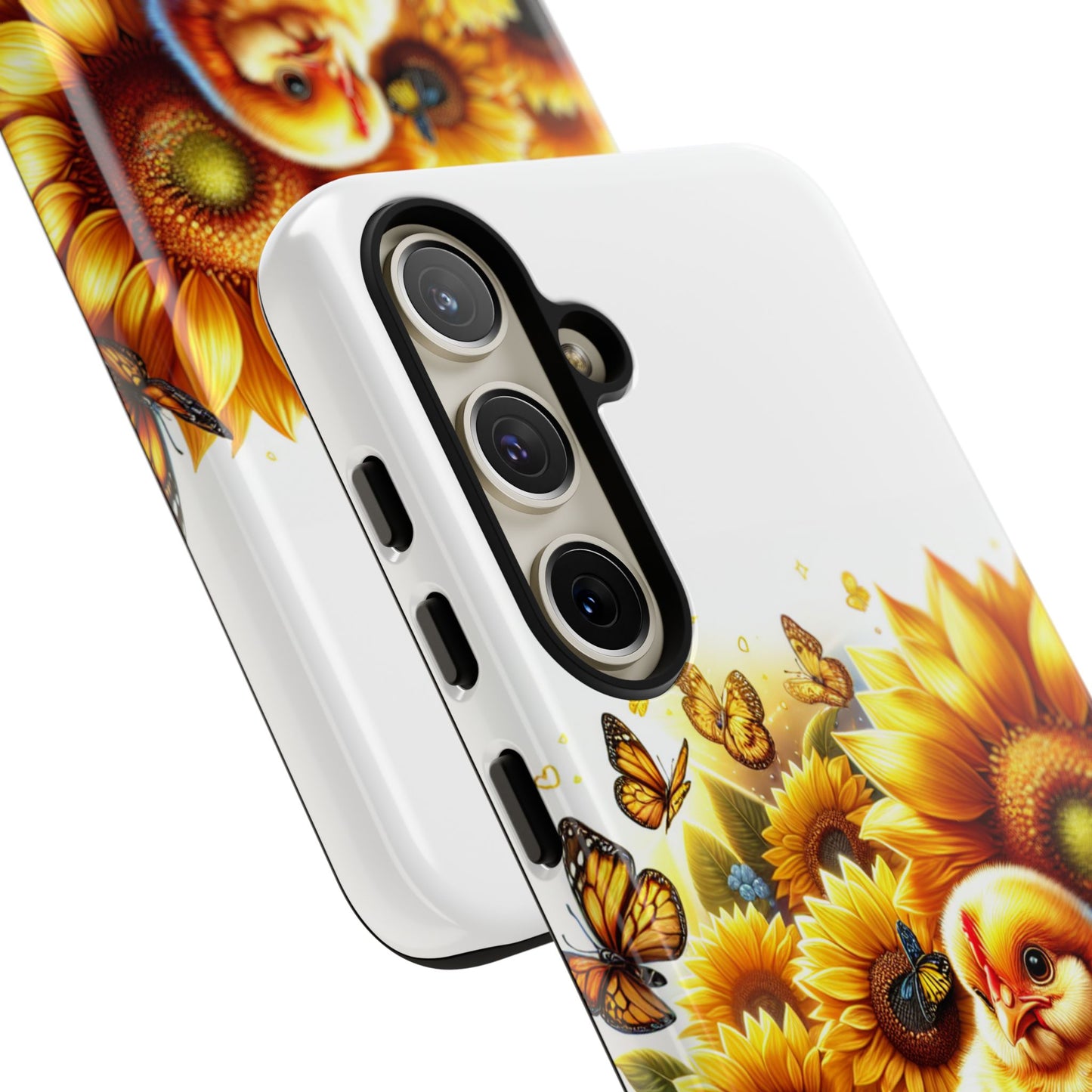 Cute Chicken With Sunflowers and Butterflies Phone Case