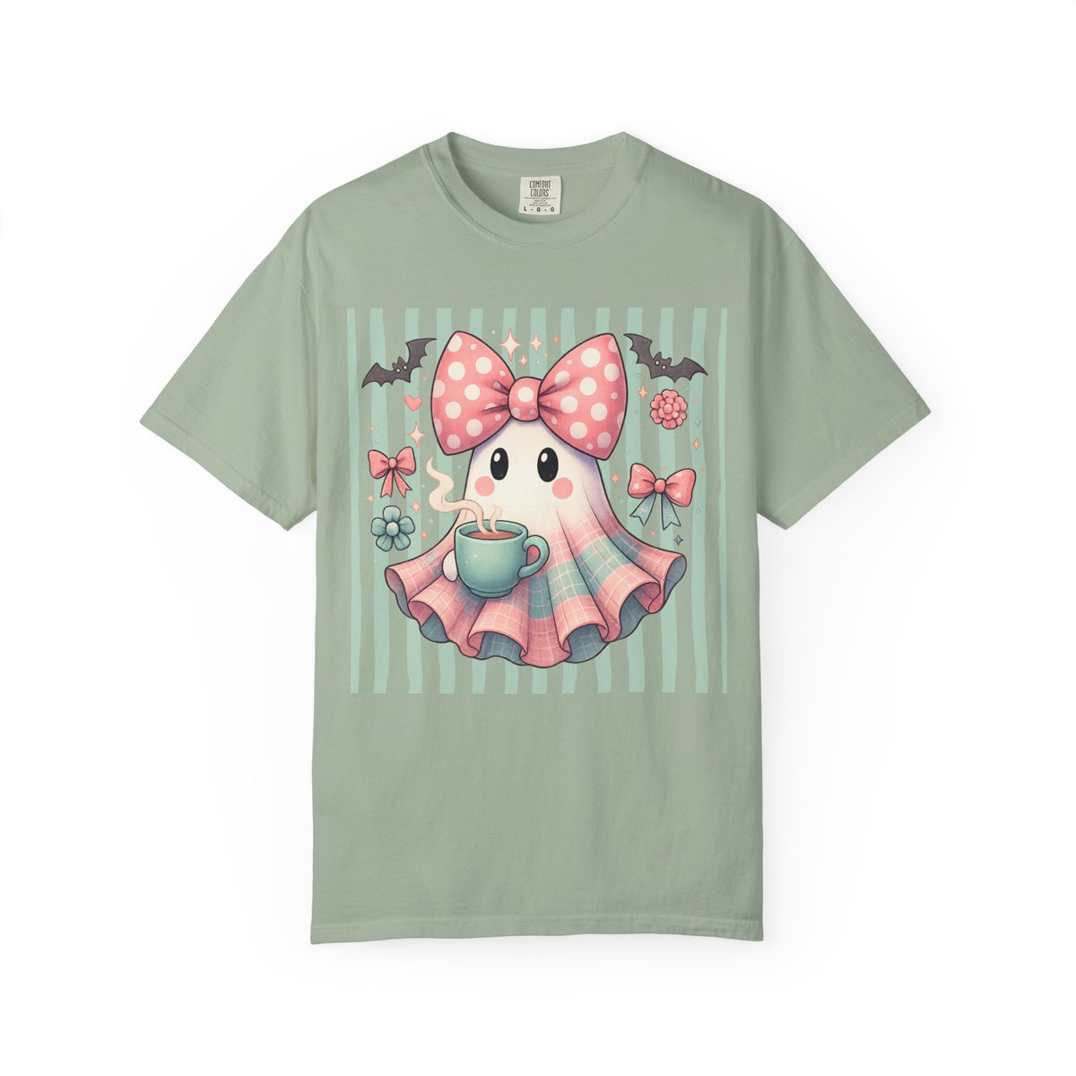Cute Halloween Shirt | Girly Fun Ghost With Coffee T-shirt | Trendy Tops For Women