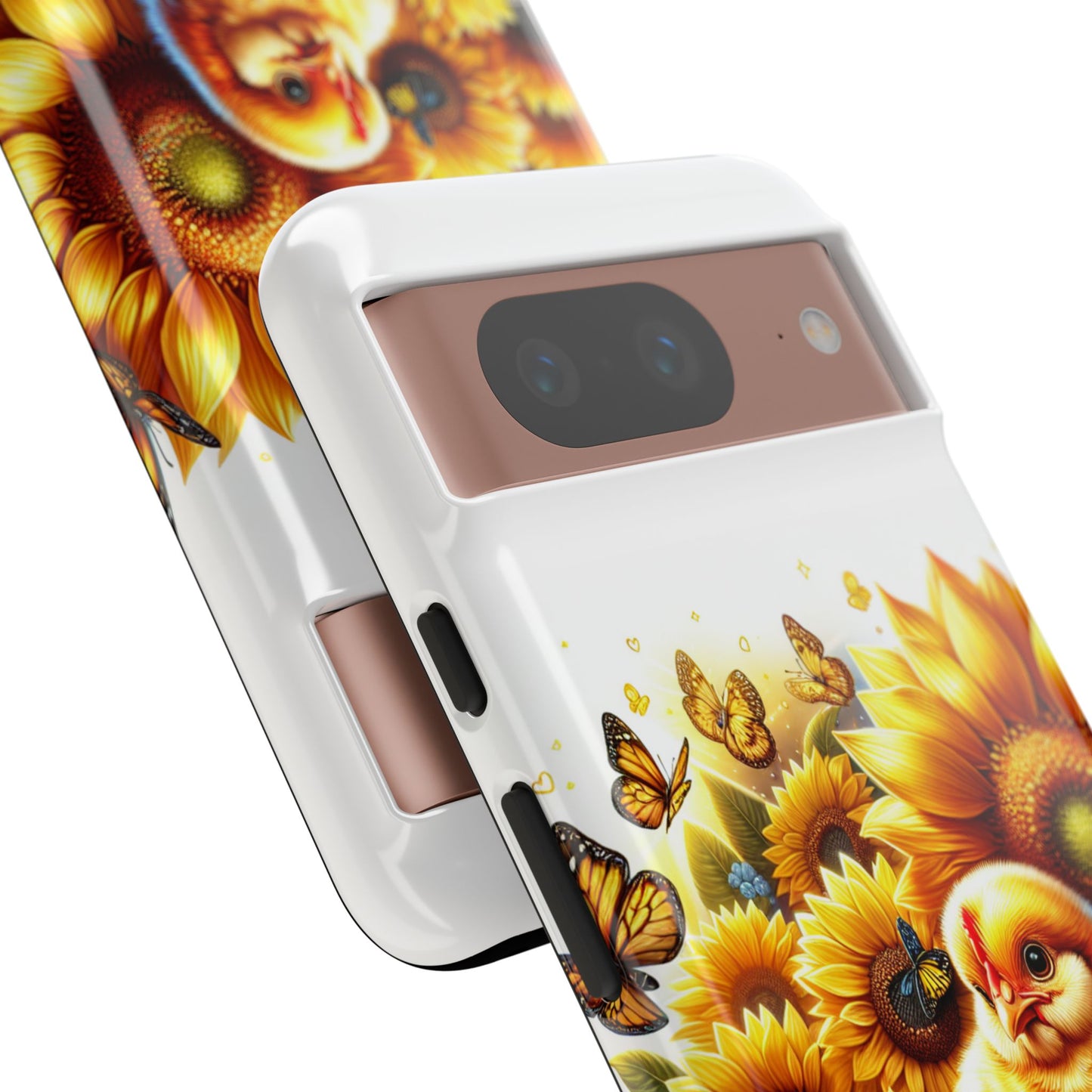 Cute Chicken With Sunflowers and Butterflies Phone Case