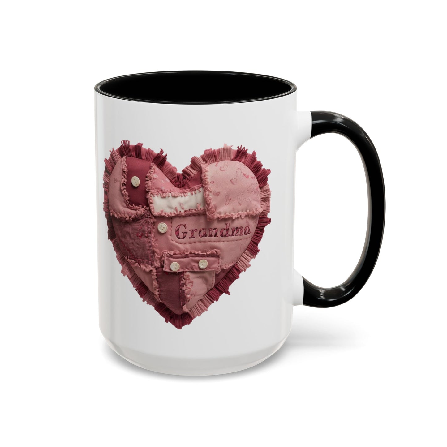 Pink Patchwork Heart Grandma Mug | Cozy Quilted Design | Holiday Gift for Grandma