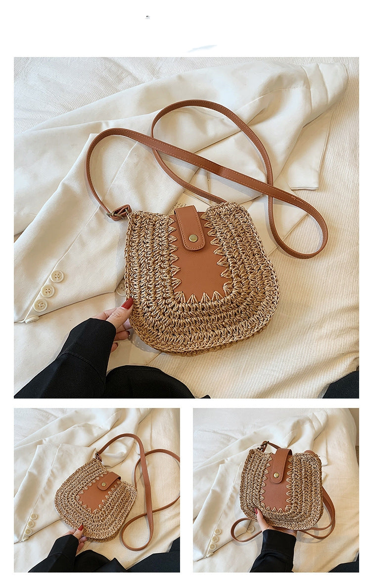 Detailed Weaving French-style Crossbody Bag