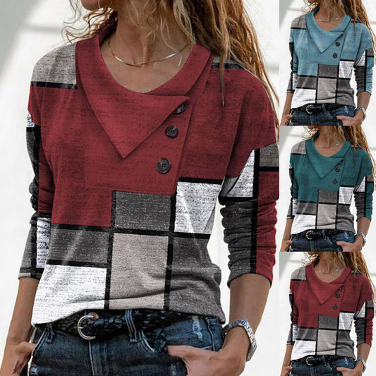 Crossover Button Collar Color Block