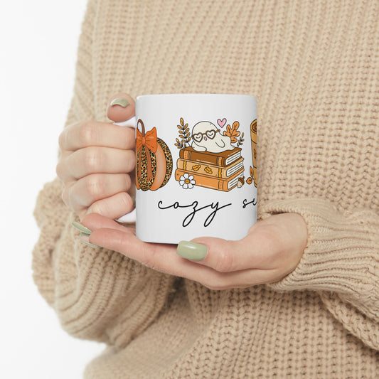 Cozy Autumn Vibes Coffee Mug, Fall Season Decor, Book Lover Gift