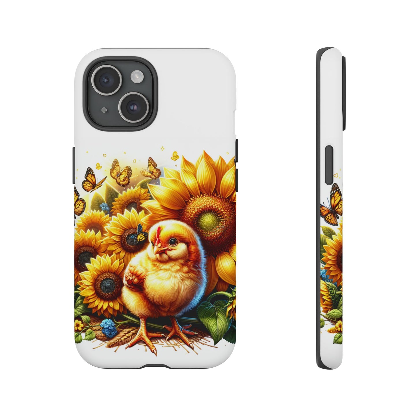 Cute Chicken With Sunflowers and Butterflies Phone Case