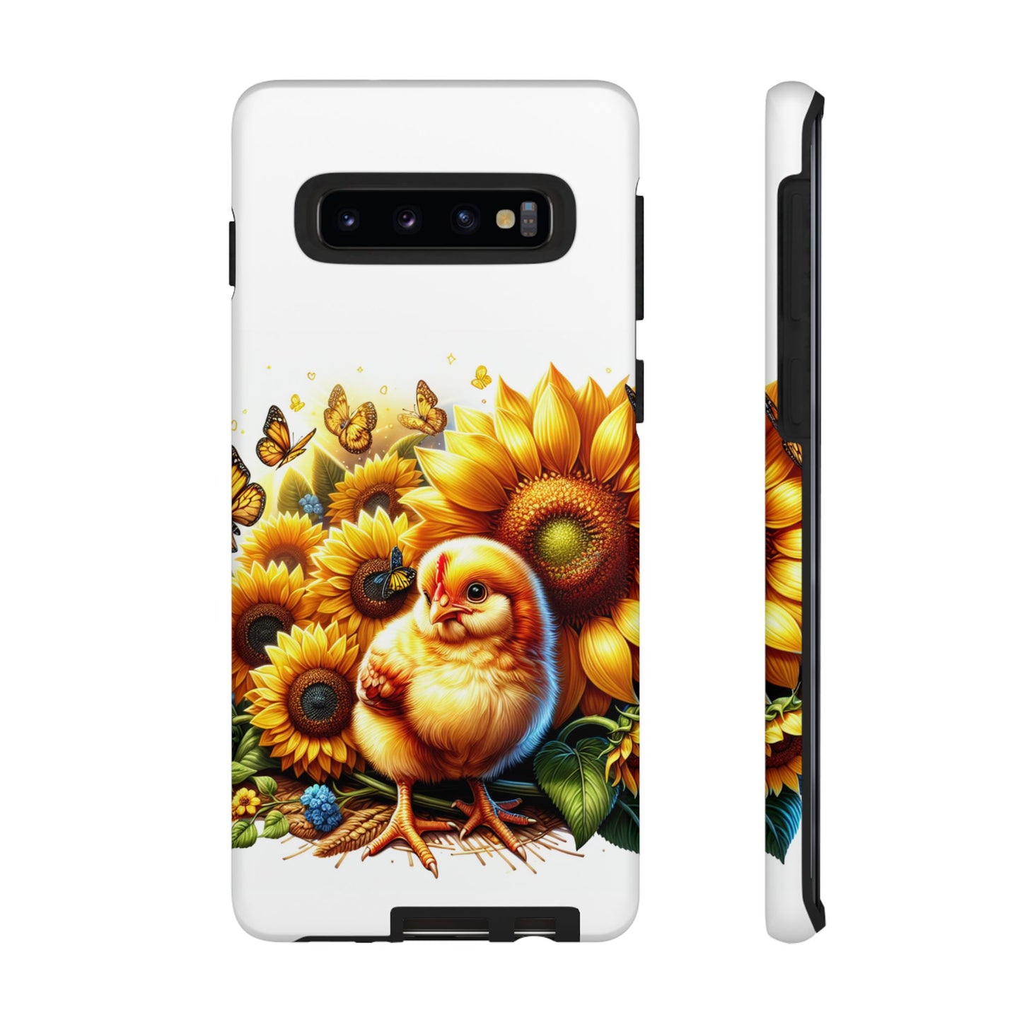 Cute Chicken With Sunflowers and Butterflies Phone Case