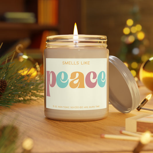 Smells Like Peace Soy Candle — 9oz Scented Candle for Mental Health Workers & Mindful Living