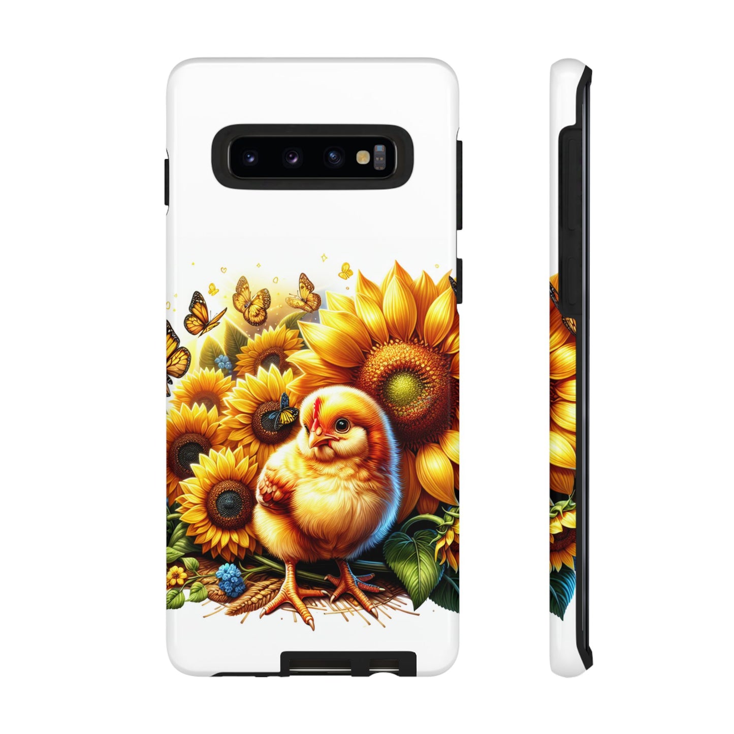 Cute Chicken With Sunflowers and Butterflies Phone Case