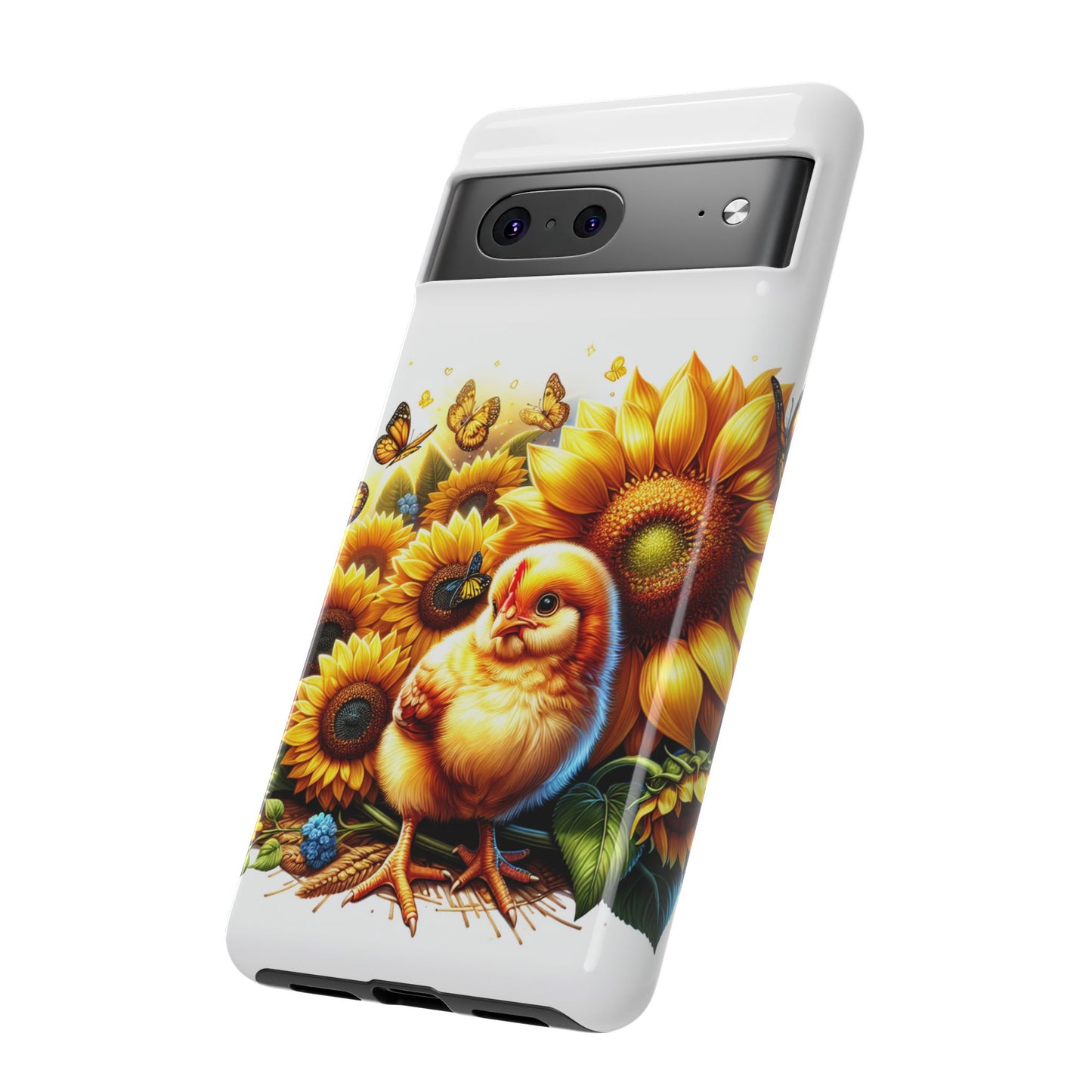 Cute Chicken With Sunflowers and Butterflies Phone Case