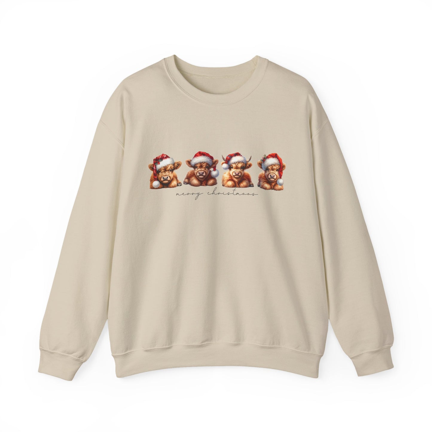 🎄 Merry Christmoos Sweatshirt | Festive Highland Cows Watercolor Country Christmas