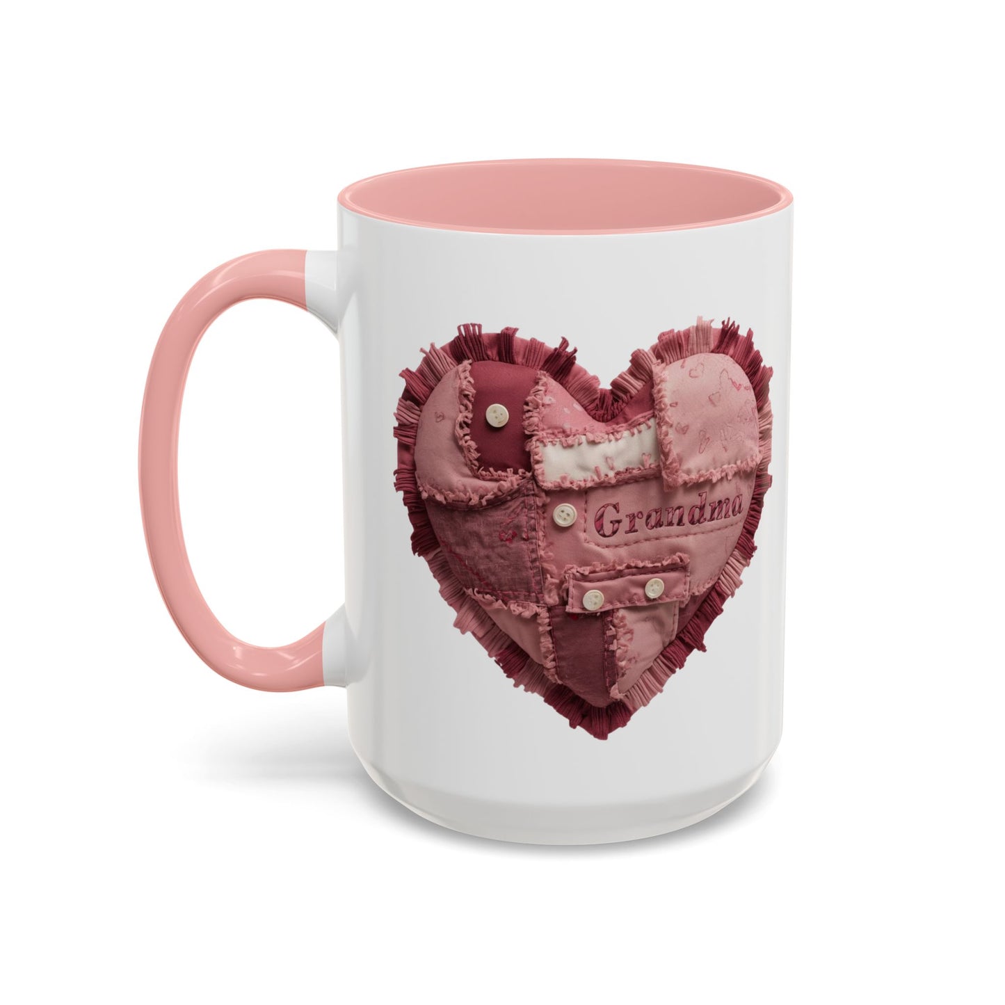 Pink Patchwork Heart Grandma Mug | Cozy Quilted Design | Holiday Gift for Grandma
