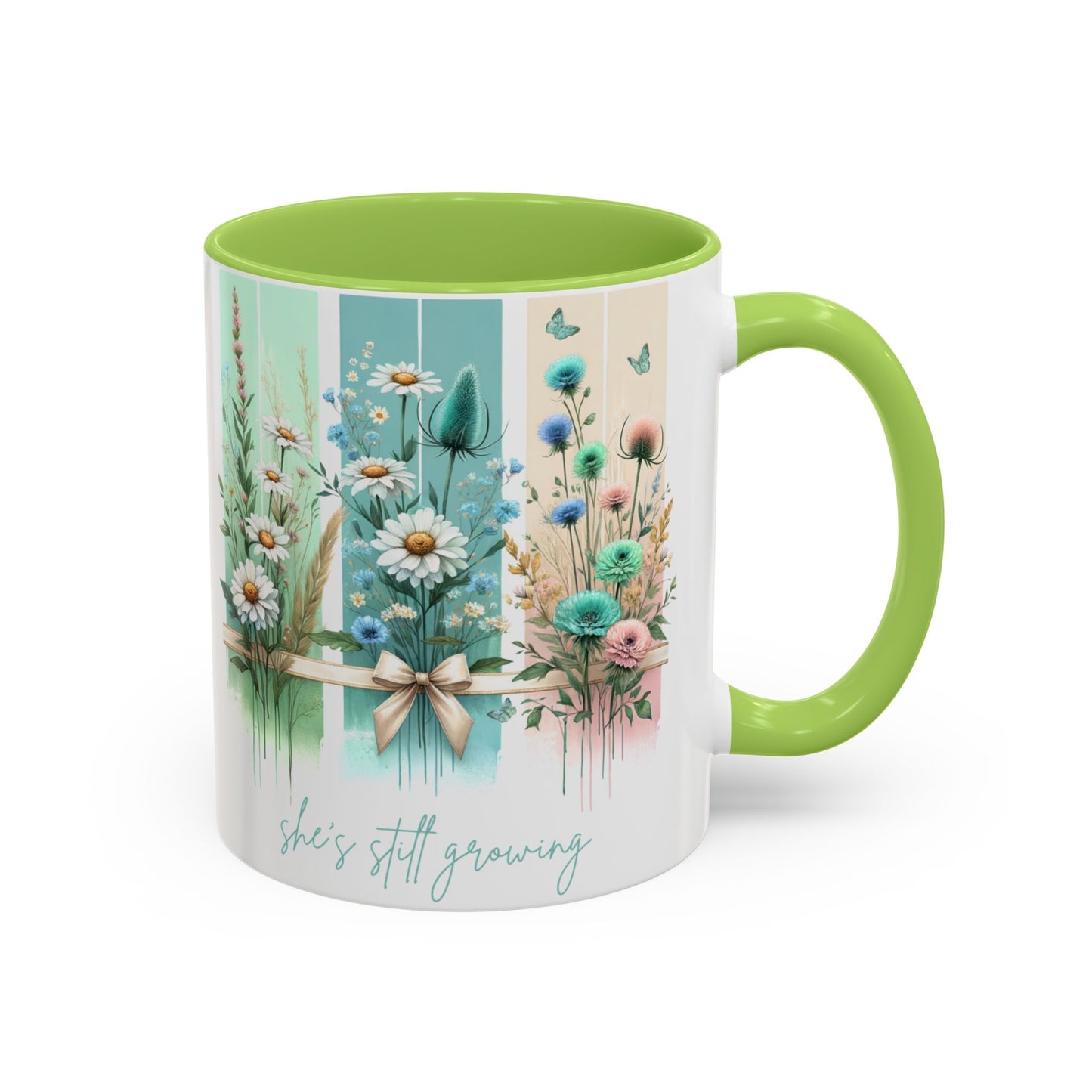 She’s Still Growing Mug | Floral Watercolor Inspirational Coffee Cup