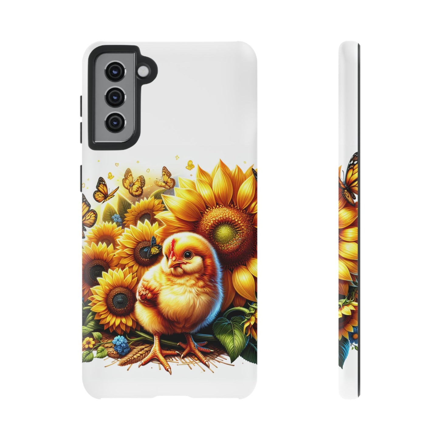 Cute Chicken With Sunflowers and Butterflies Phone Case