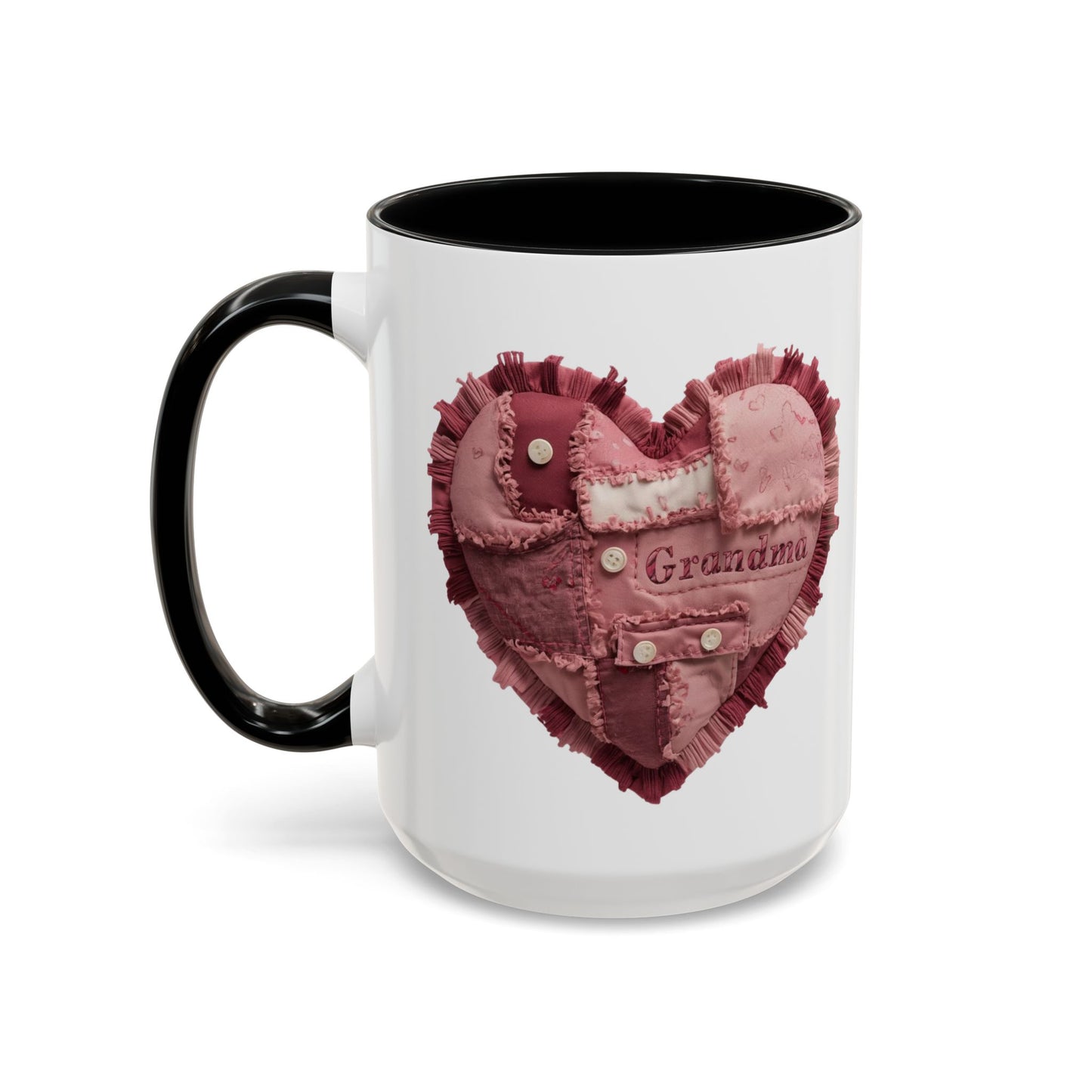 Pink Patchwork Heart Grandma Mug | Cozy Quilted Design | Holiday Gift for Grandma