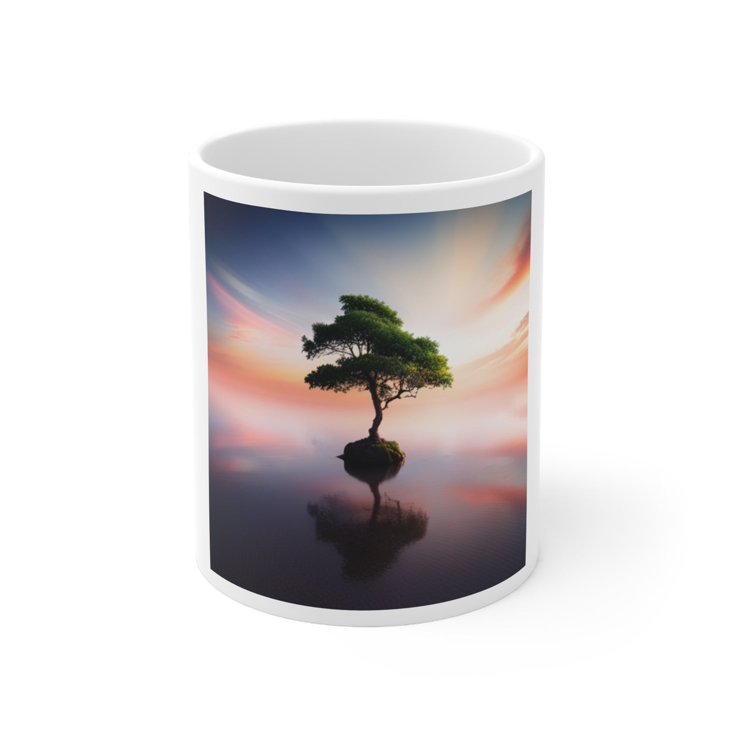 Serene Tree Ceramic Coffee Cups, 11oz, 15oz