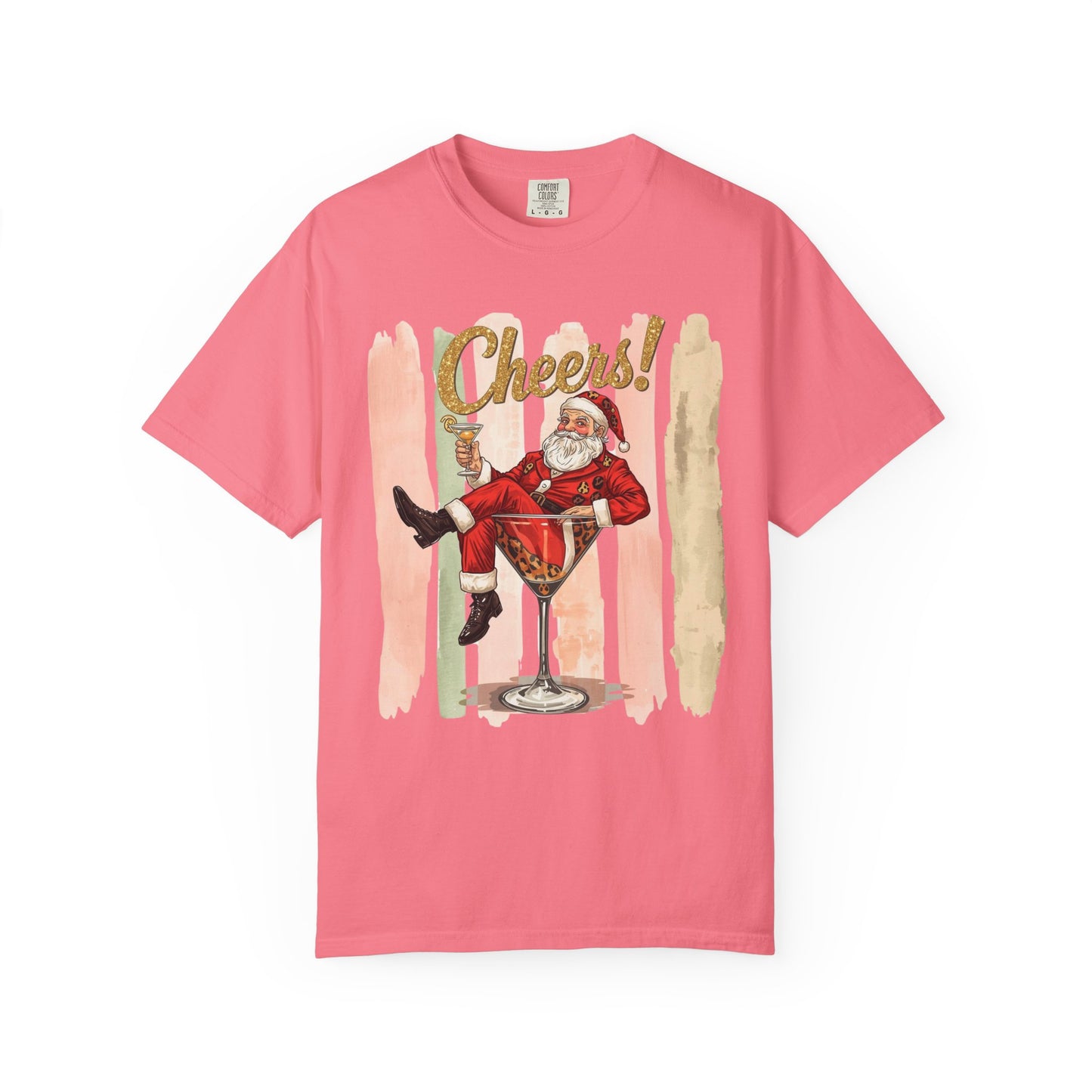 Christmas T-Shirt — Vintage Santa Claus “Cheers!” Holiday Tee, Funny Retro Christmas, Holiday Cocktail Shirt