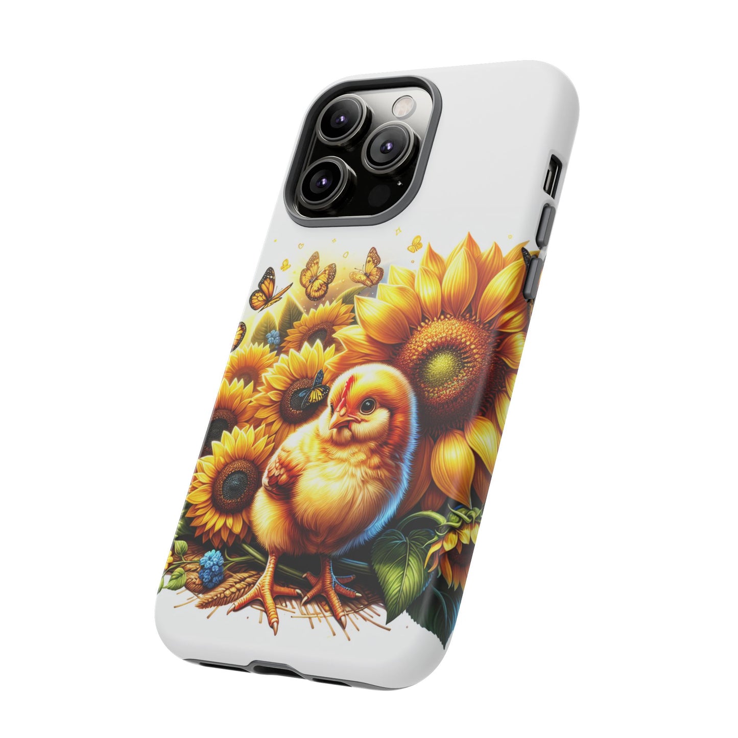 Cute Chicken With Sunflowers and Butterflies Phone Case