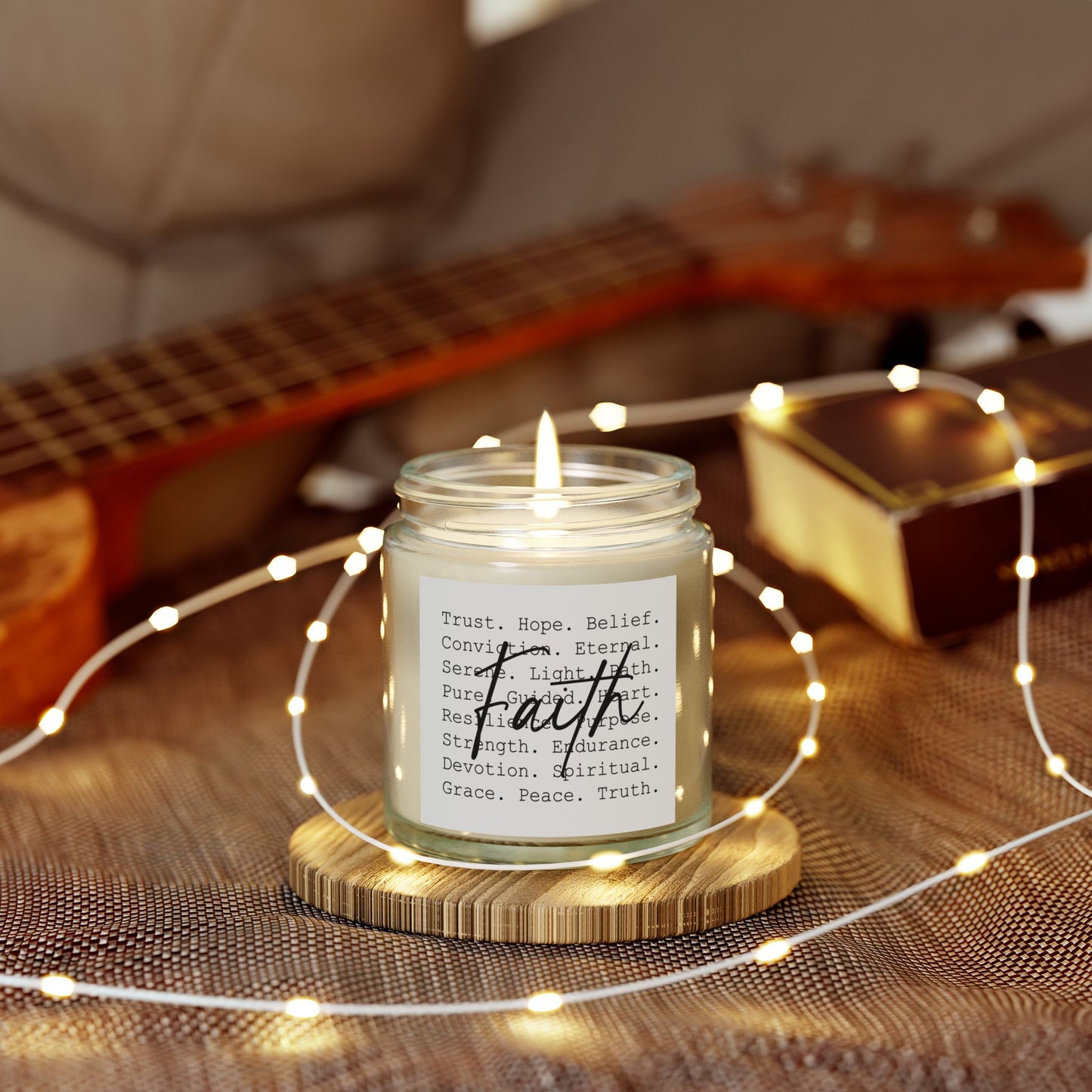 Inspirational Faith Over All Candle with Positive Affirmations (4oz & 9oz) - Faith & Serenity