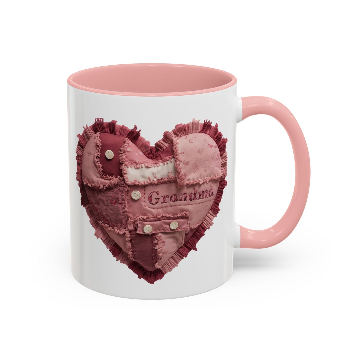 Pink Patchwork Heart Grandma Mug | Cozy Quilted Design | Holiday Gift for Grandma