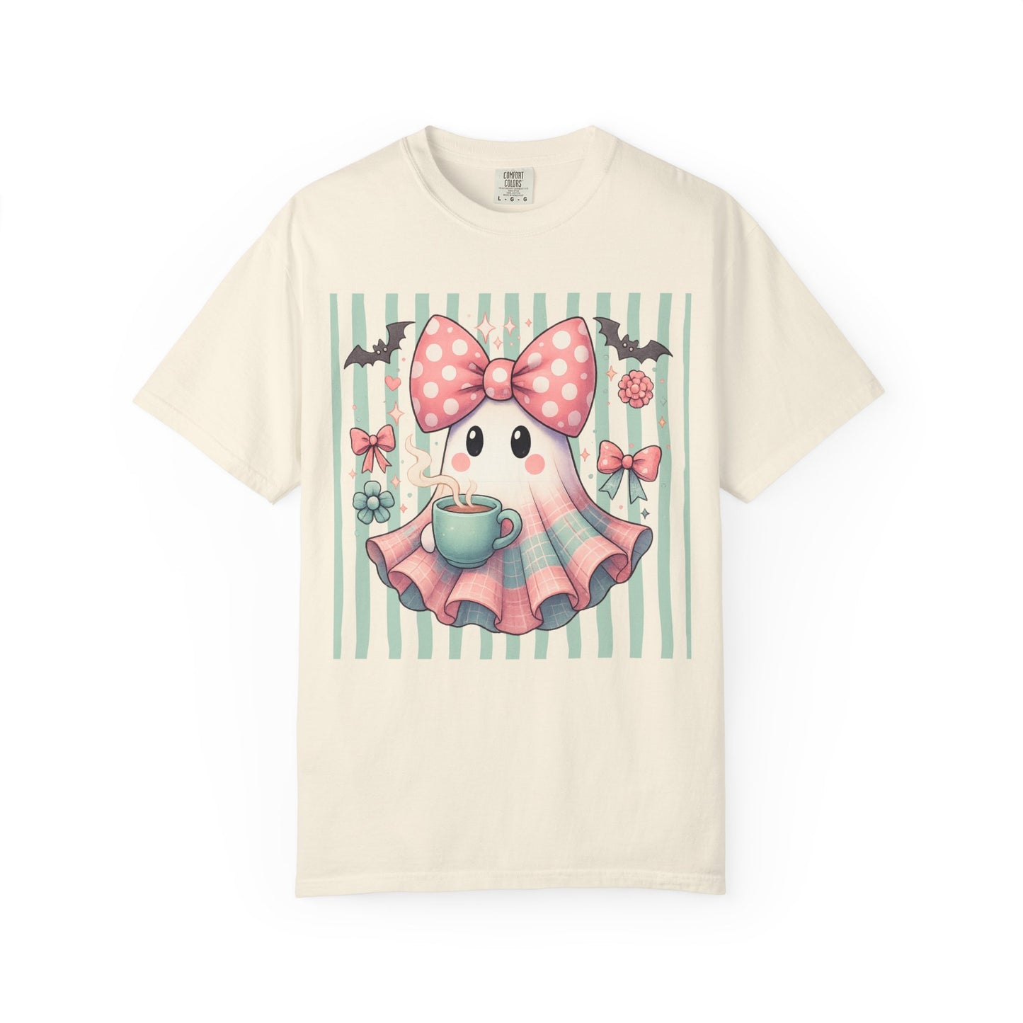 Cute Halloween Shirt | Girly Fun Ghost With Coffee T-shirt | Trendy Tops For Women