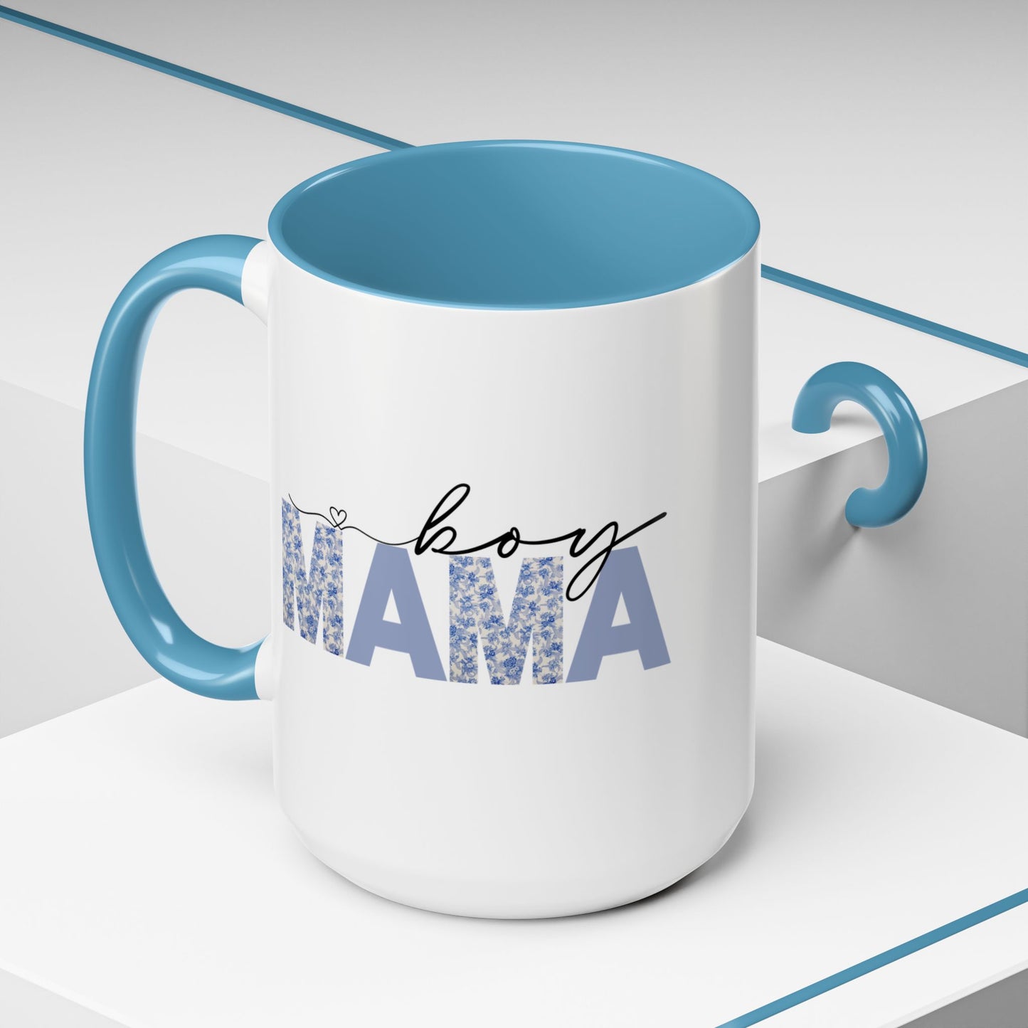 Boy Mama Floral Heart Mug | Cute Mom Life Coffee Cup, Perfect Gift for Mothers