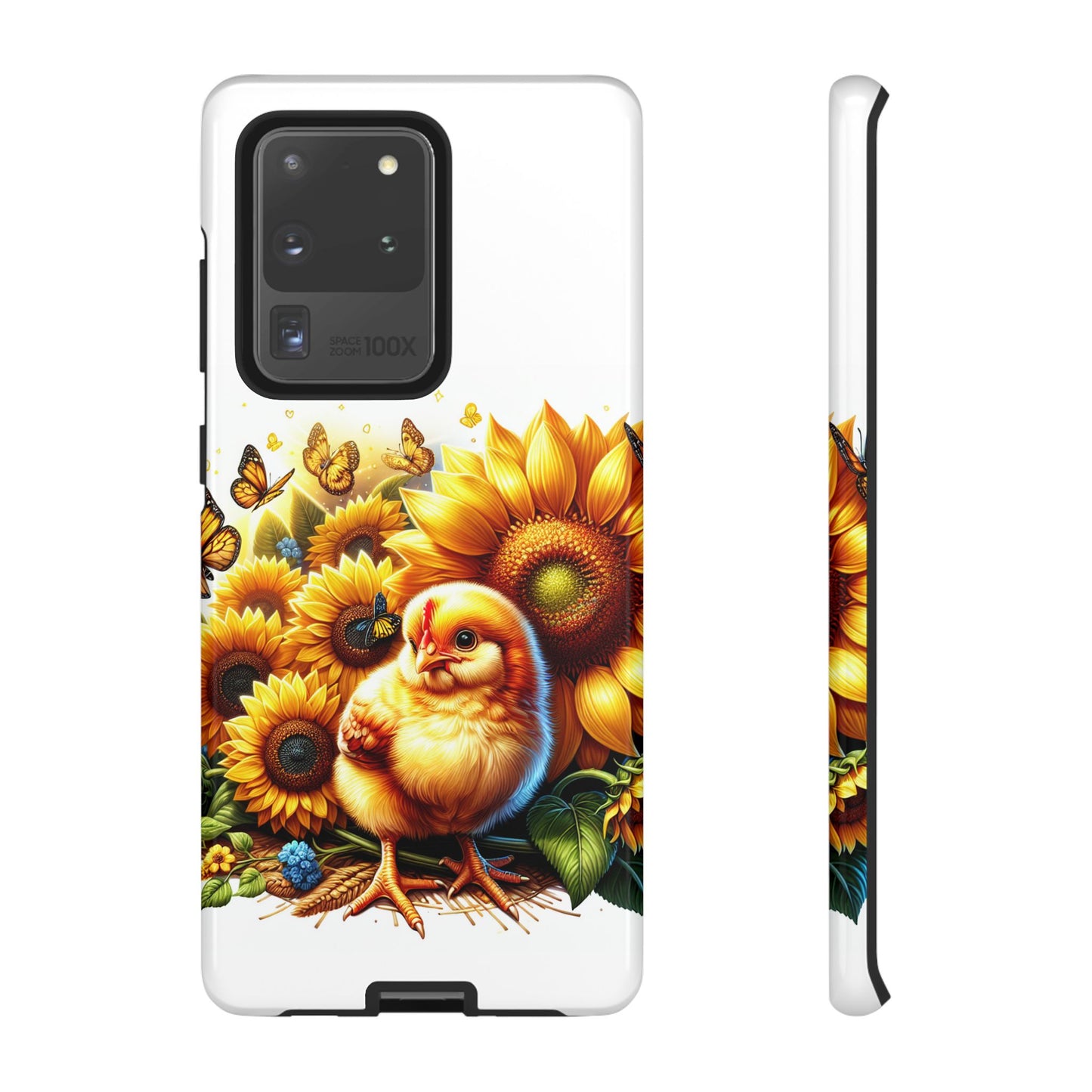 Cute Chicken With Sunflowers and Butterflies Phone Case