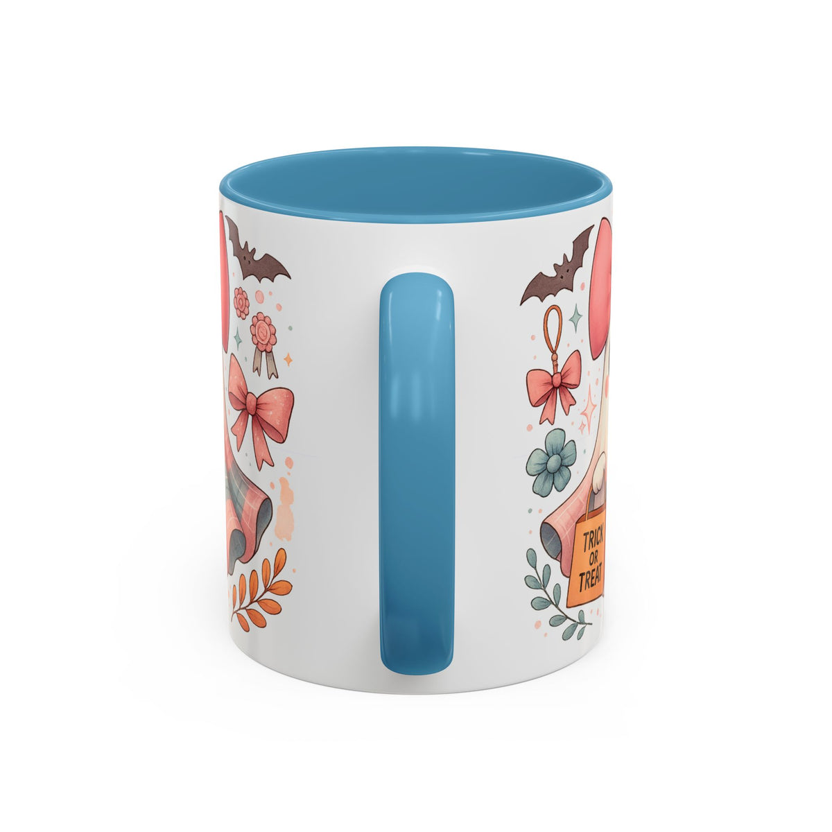 Cute Pink Ghost Coffee Mug — Halloween Kawaii Accent Mug (11/15oz)