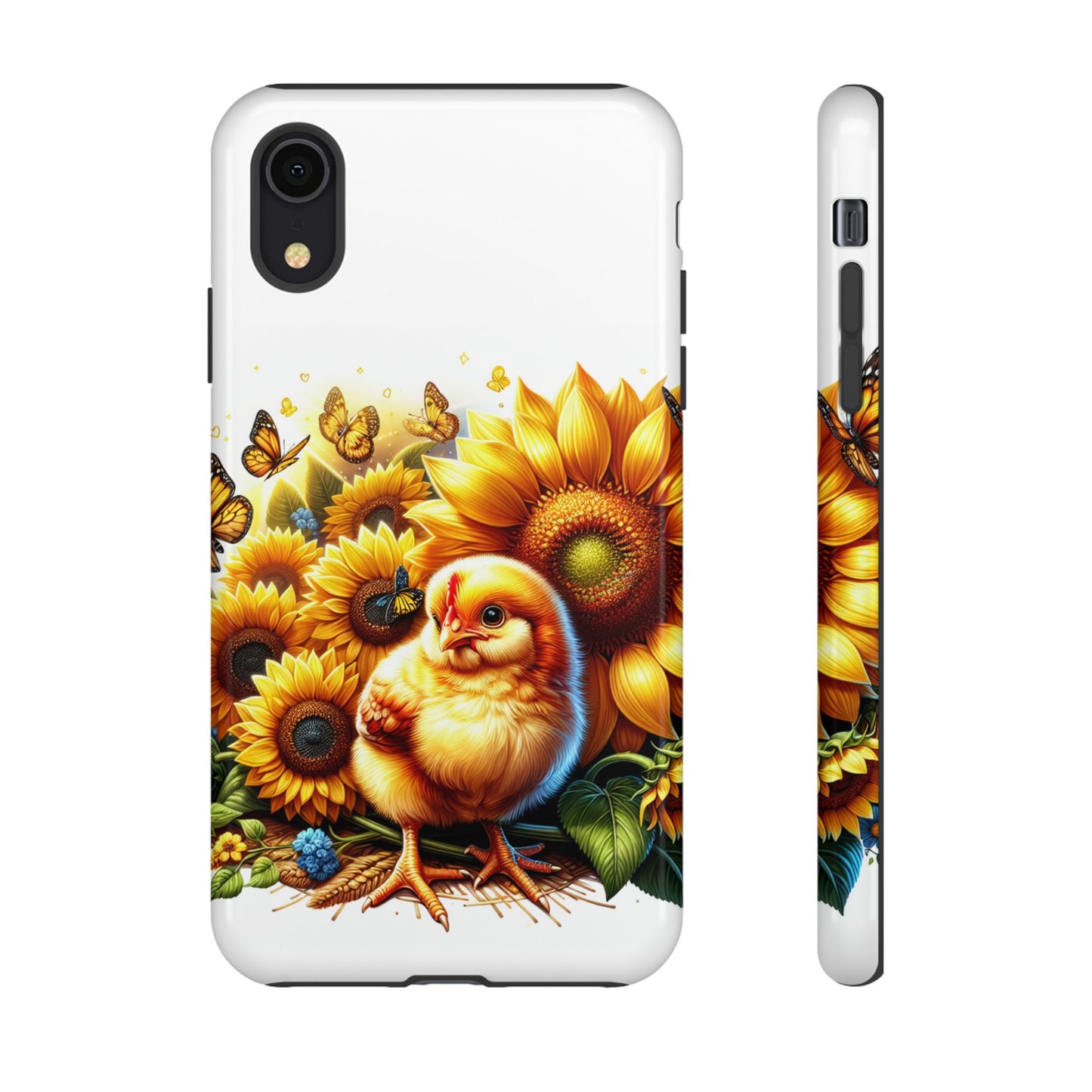 Cute Chicken With Sunflowers and Butterflies Phone Case