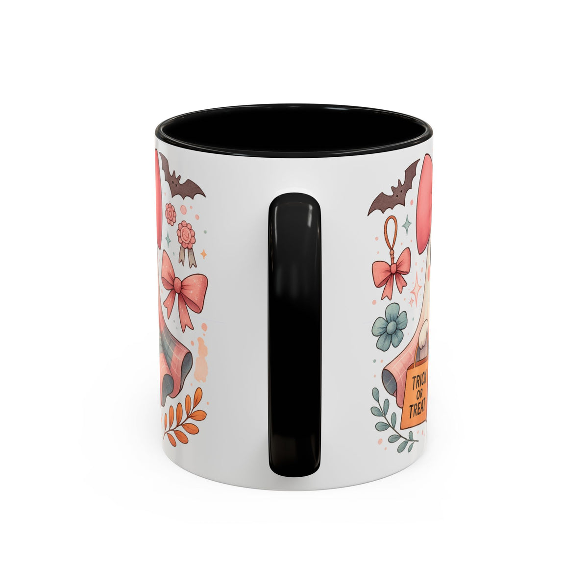 Cute Pink Ghost Coffee Mug — Halloween Kawaii Accent Mug (11/15oz)