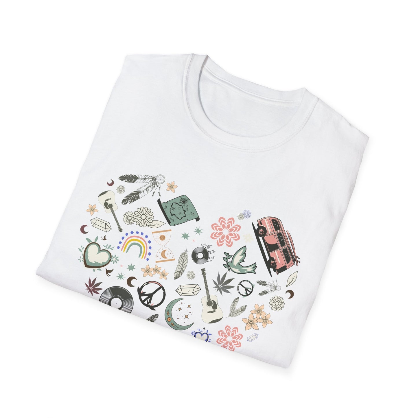 Boho Heart T-Shirt, Unisex Graphic Tee, Casual Everyday Wear, Festival Clothing, Gift for Nature Lovers, Hippy/Groovy Vibes