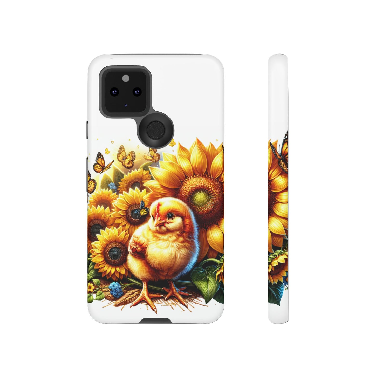 Cute Chicken With Sunflowers and Butterflies Phone Case