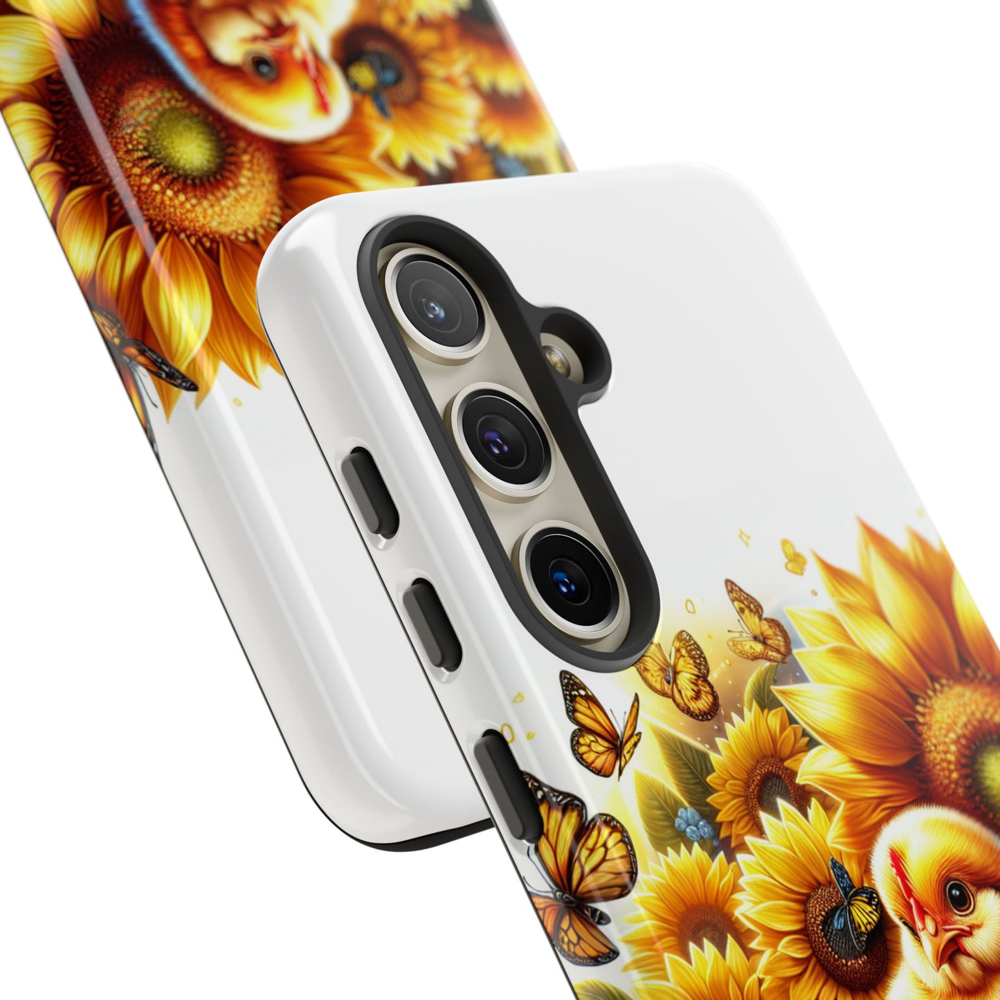 Cute Chicken With Sunflowers and Butterflies Phone Case