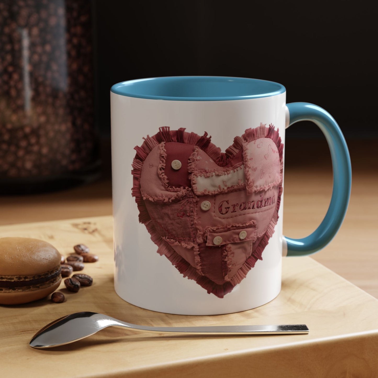 Pink Patchwork Heart Grandma Mug | Cozy Quilted Design | Holiday Gift for Grandma