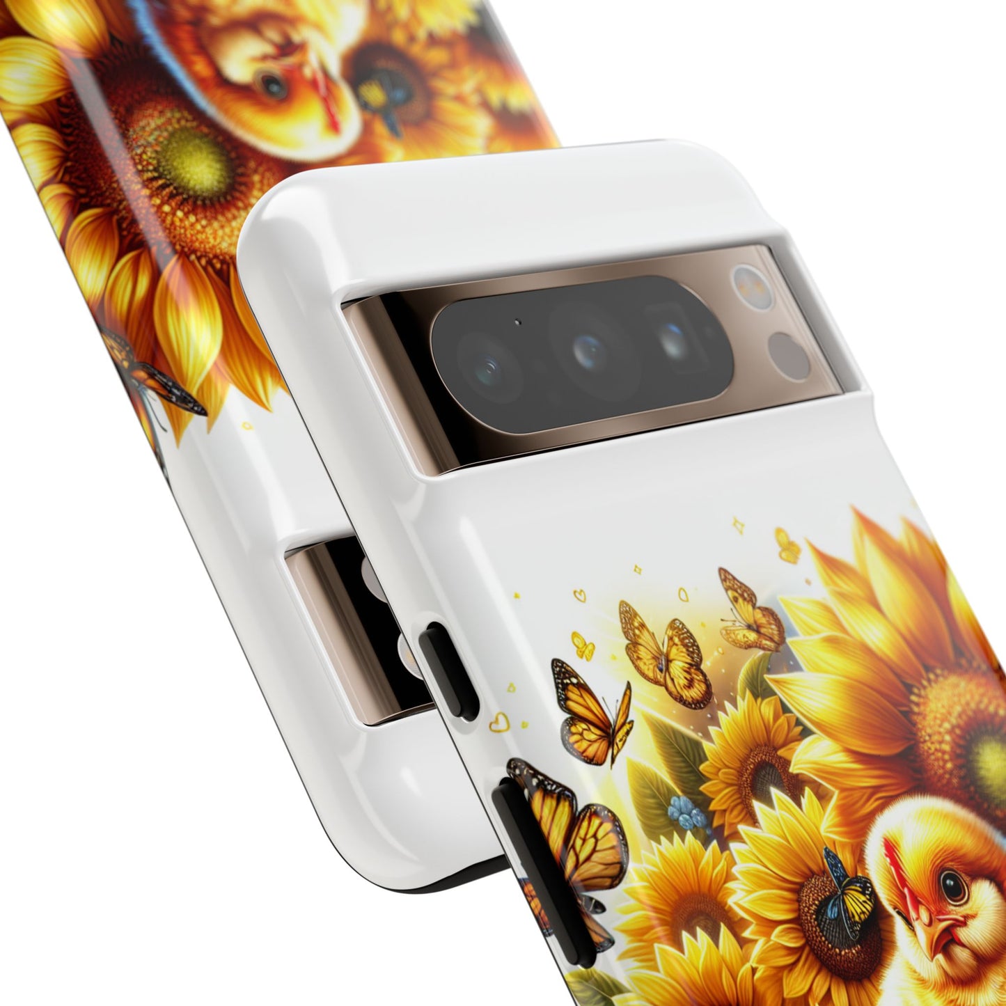 Cute Chicken With Sunflowers and Butterflies Phone Case