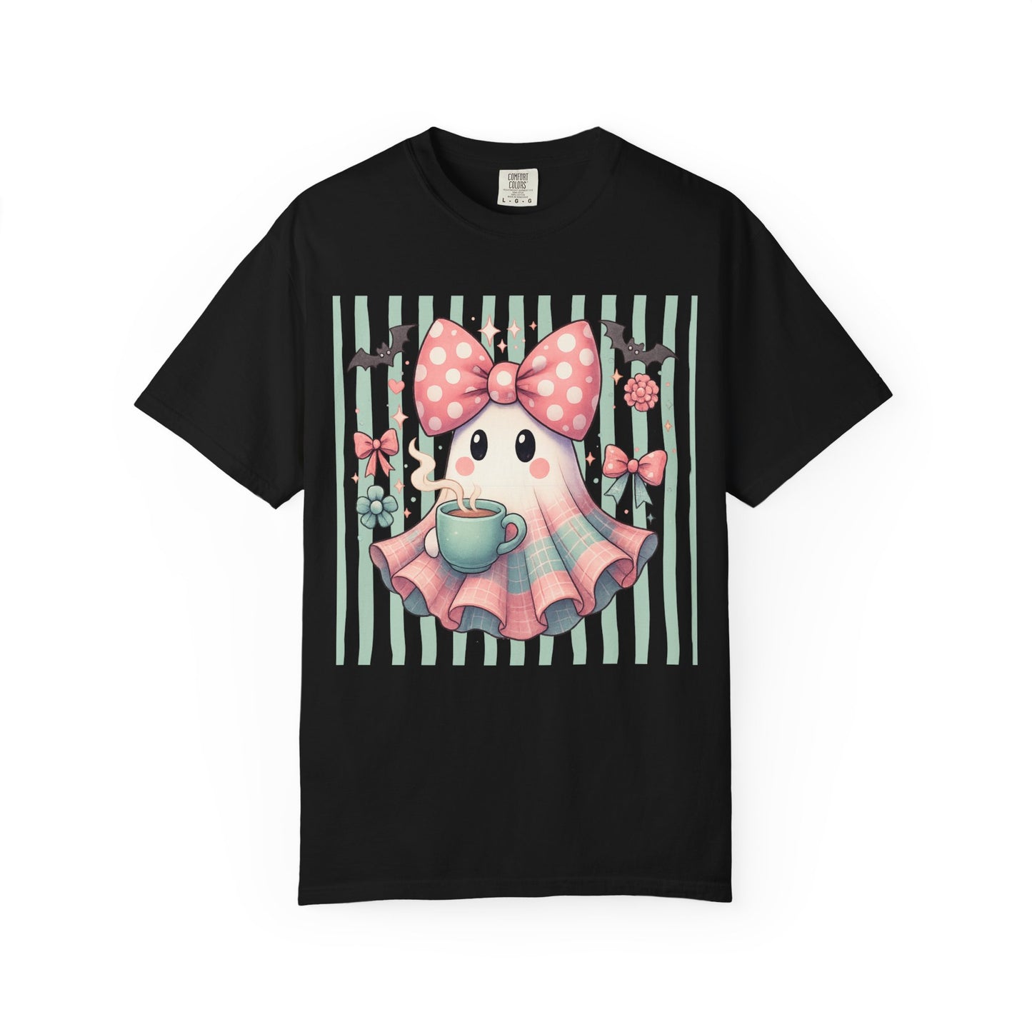 Cute Halloween Shirt | Girly Fun Ghost With Coffee T-shirt | Trendy Tops For Women