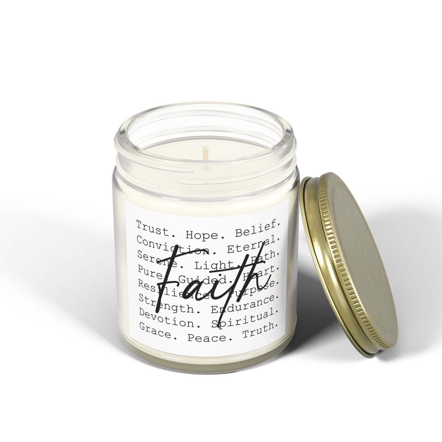 Inspirational Faith Over All Candle with Positive Affirmations (4oz & 9oz) - Faith & Serenity