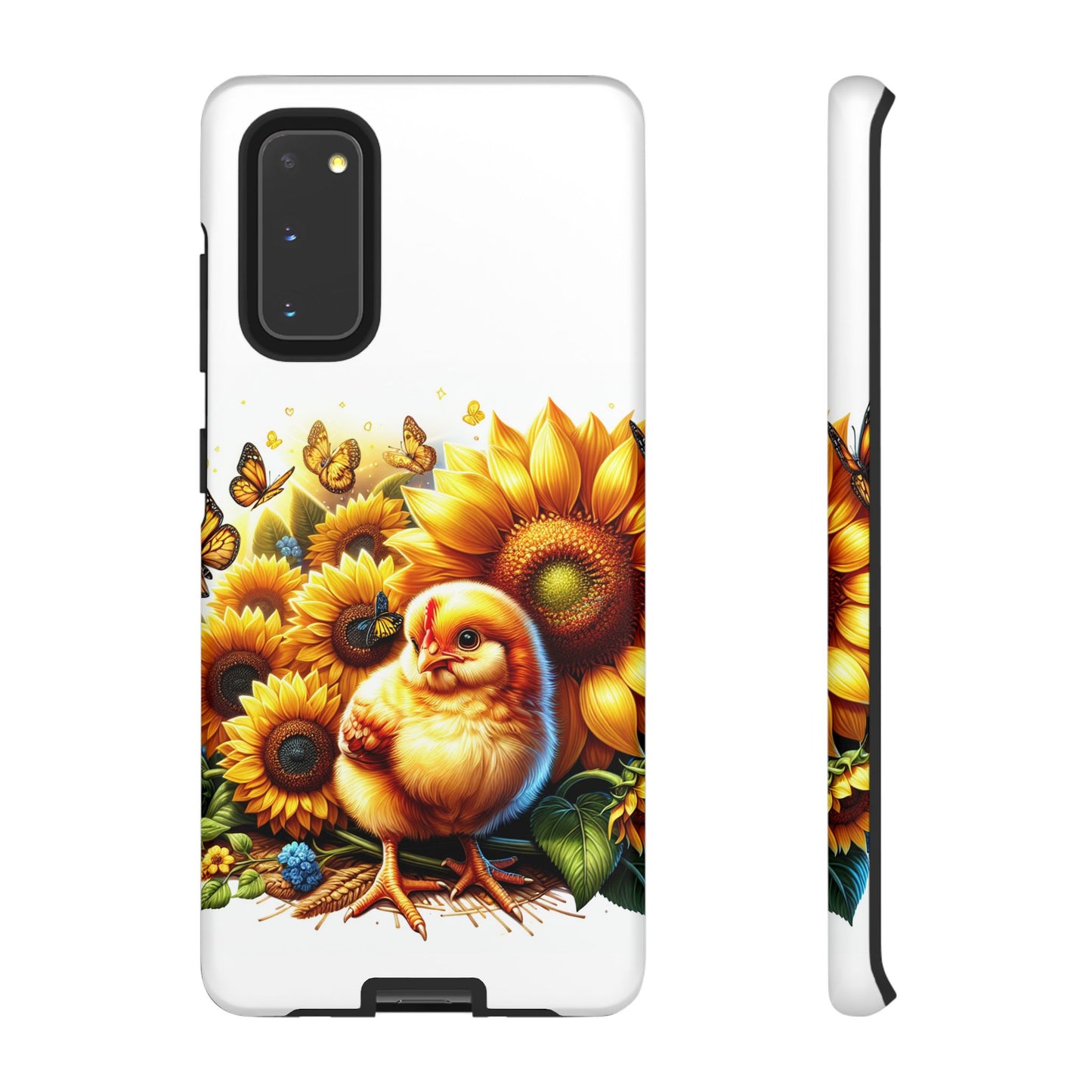 Cute Chicken With Sunflowers and Butterflies Phone Case