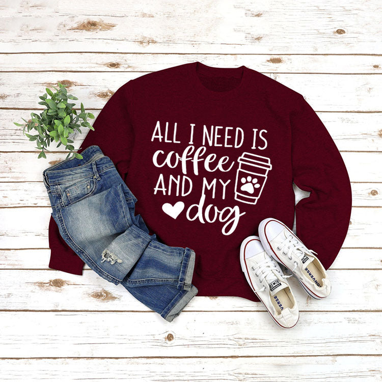 Round Neck Pullover Long Sleeve ALL I NEED Print