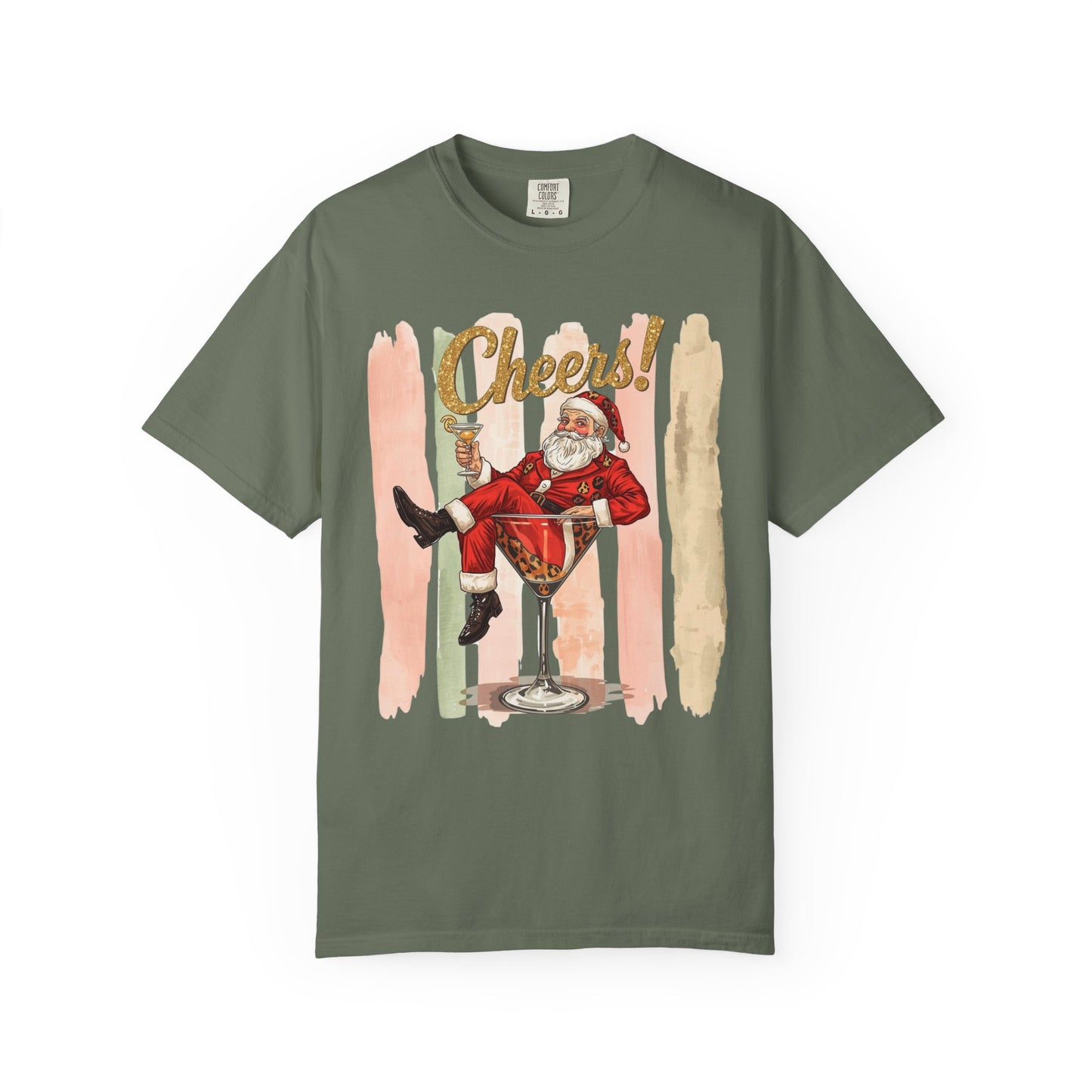 Christmas T-Shirt — Vintage Santa Claus “Cheers!” Holiday Tee, Funny Retro Christmas, Holiday Cocktail Shirt