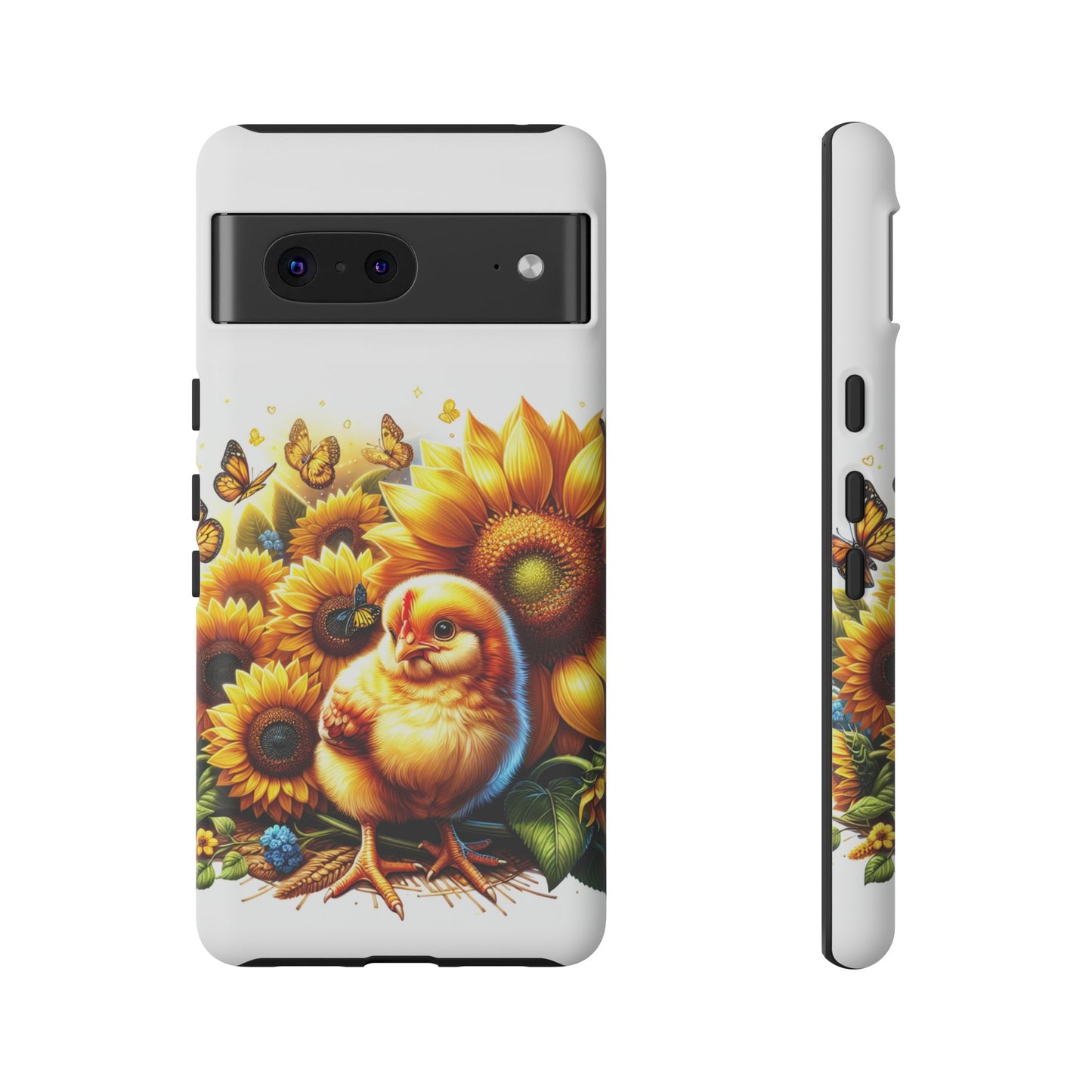 Cute Chicken With Sunflowers and Butterflies Phone Case