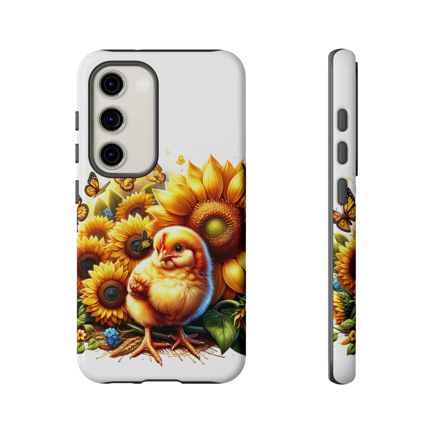 Cute Chicken With Sunflowers and Butterflies Phone Case