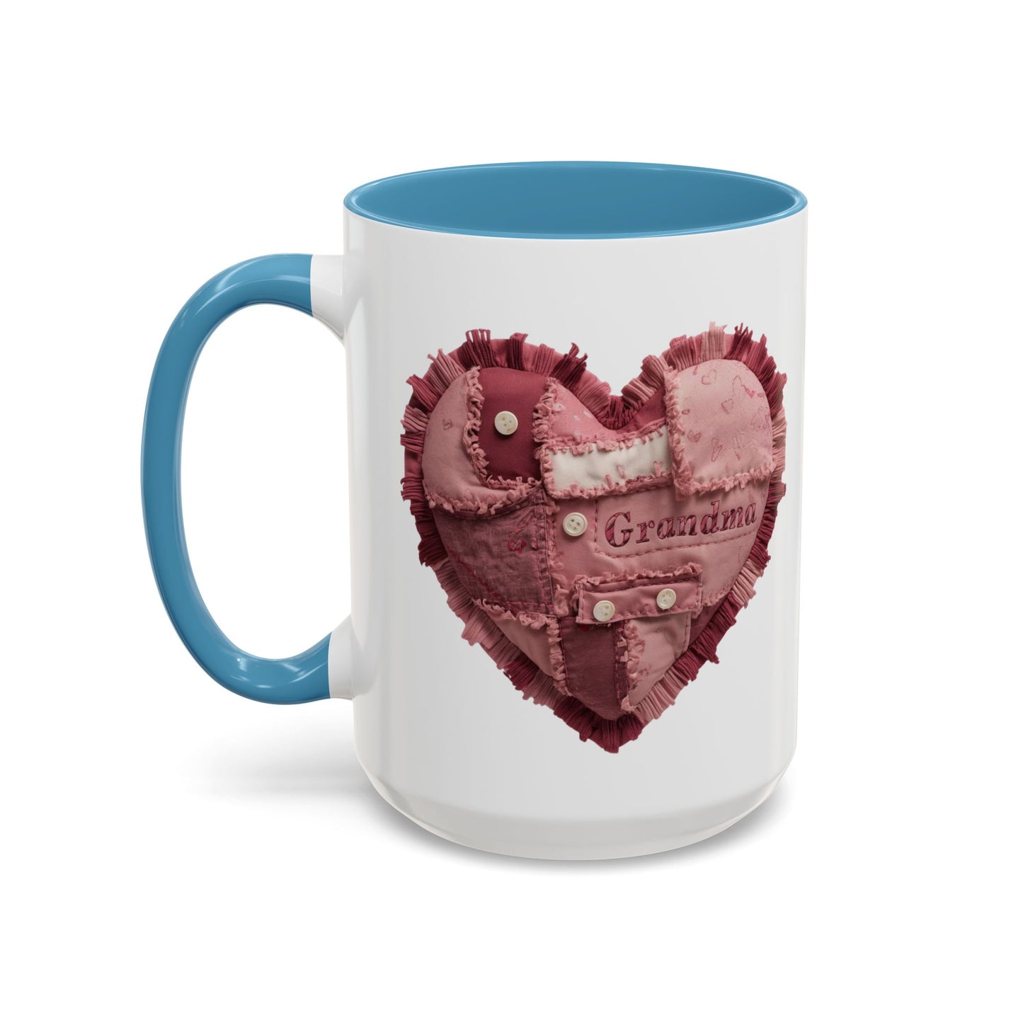 Pink Patchwork Heart Grandma Mug | Cozy Quilted Design | Holiday Gift for Grandma