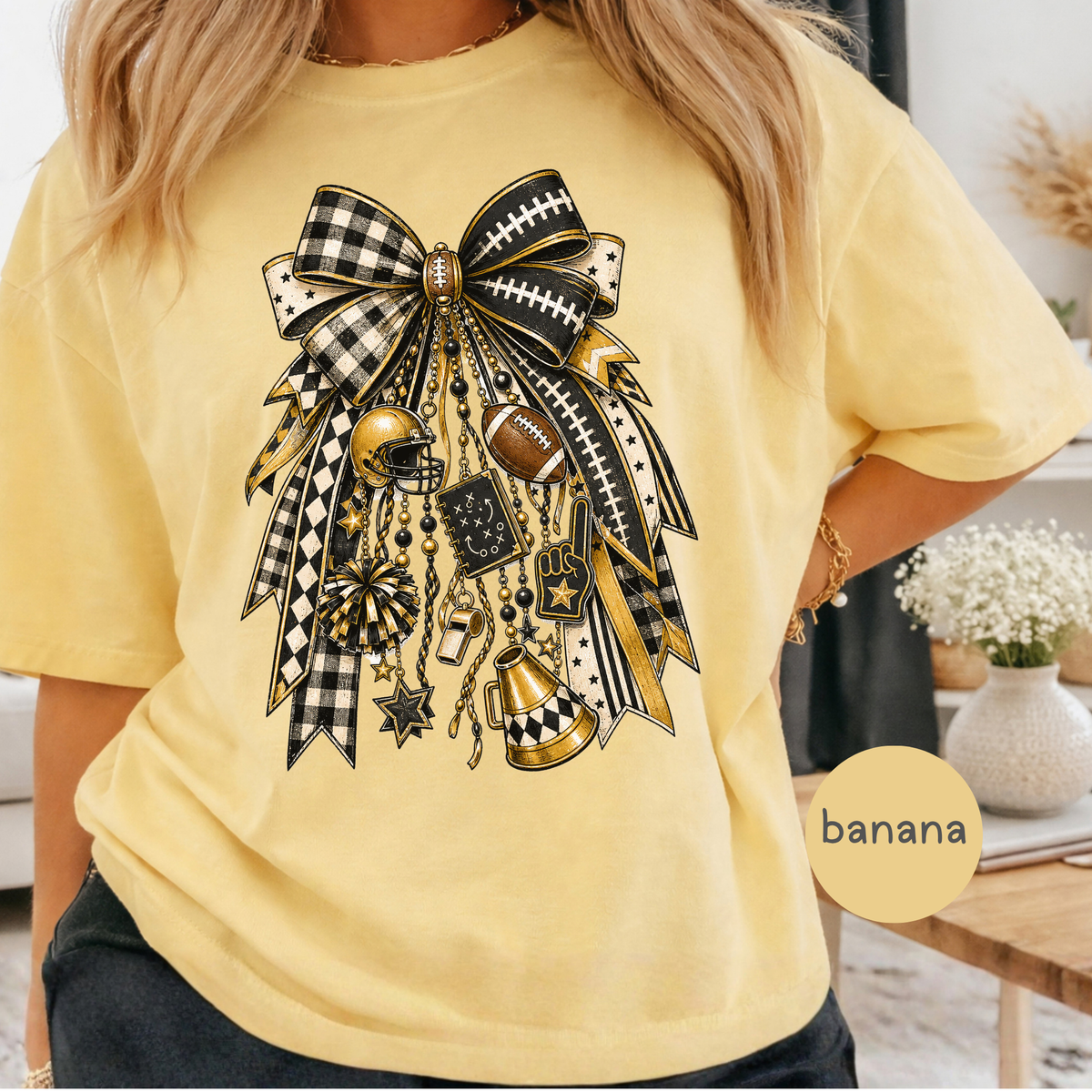 Game Day Shirt, Comfort Colors Football T-Shirt, Fall Football Tee, Team Spirit Apparel, Football Mom Shirt, Black & Gold